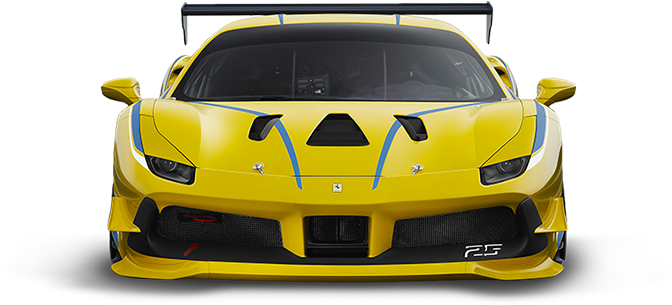 イエローフェラーリレーシングカーのフロントビュー 壁紙
