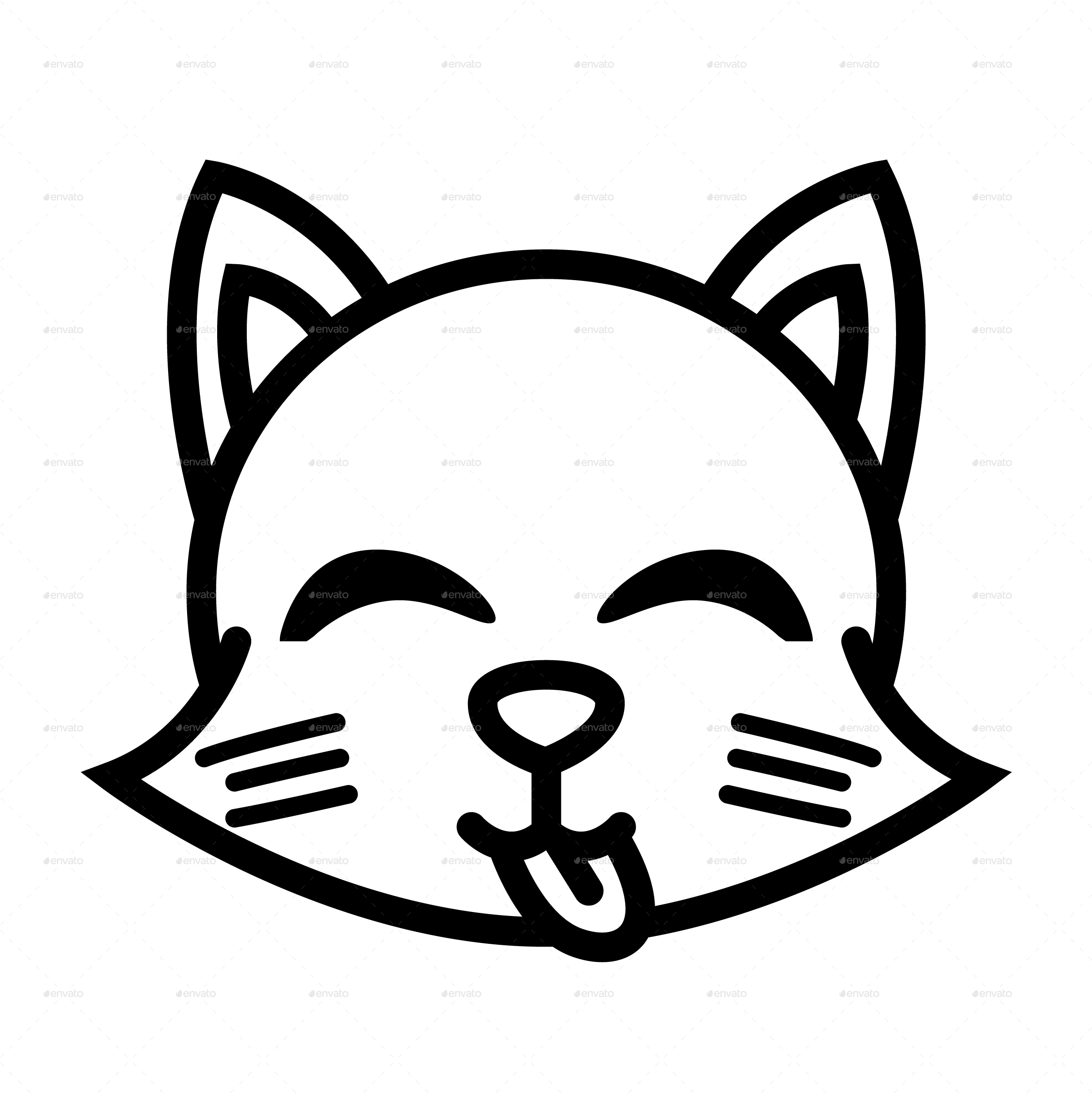 ウインクする猫の線画 壁紙