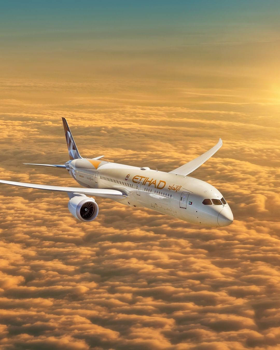 エティハド航空の夕日航海 壁紙