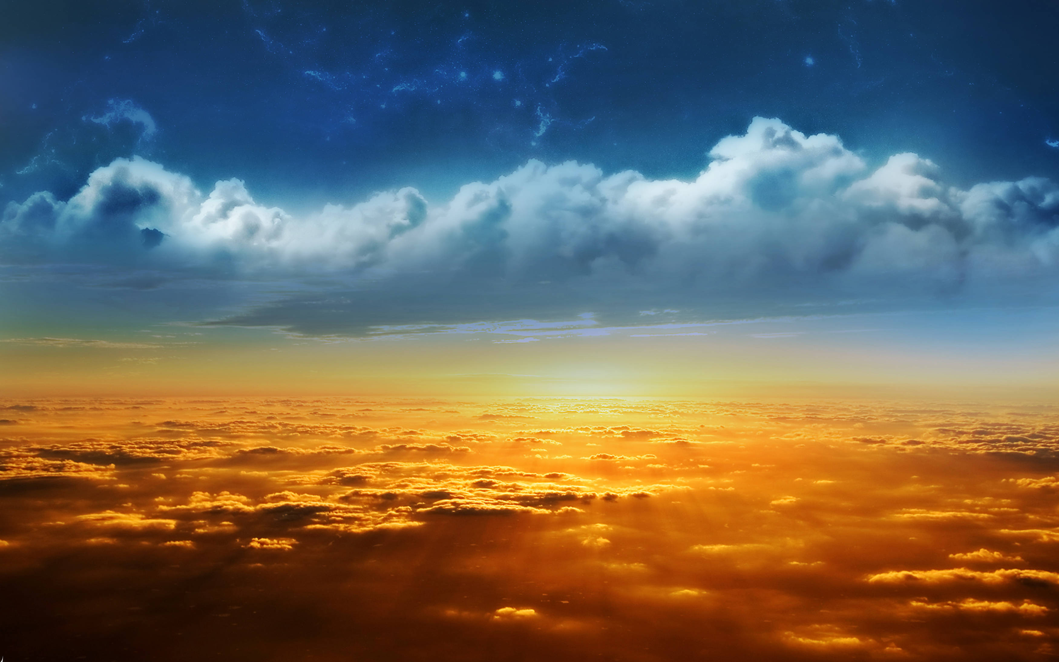 オレンジと青の雲の美しい風景 壁紙