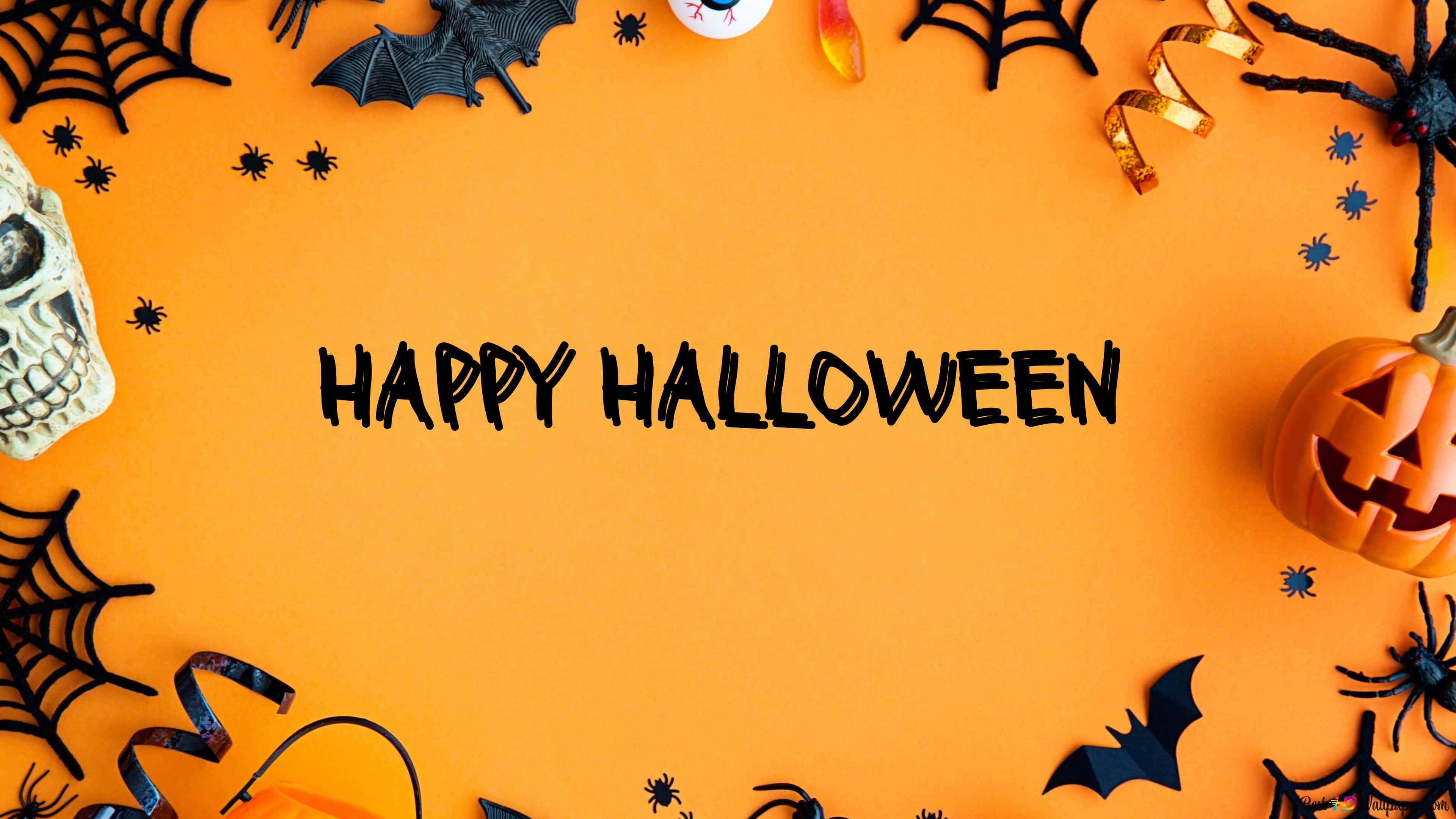 オレンジのハロウィングリーティング 壁紙