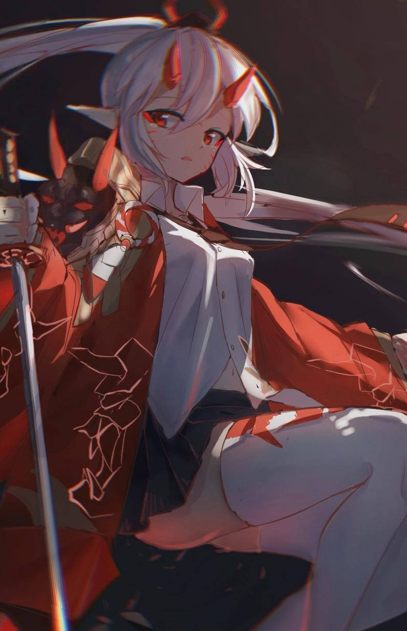 オレンジの悲しげなデモン娘 壁紙