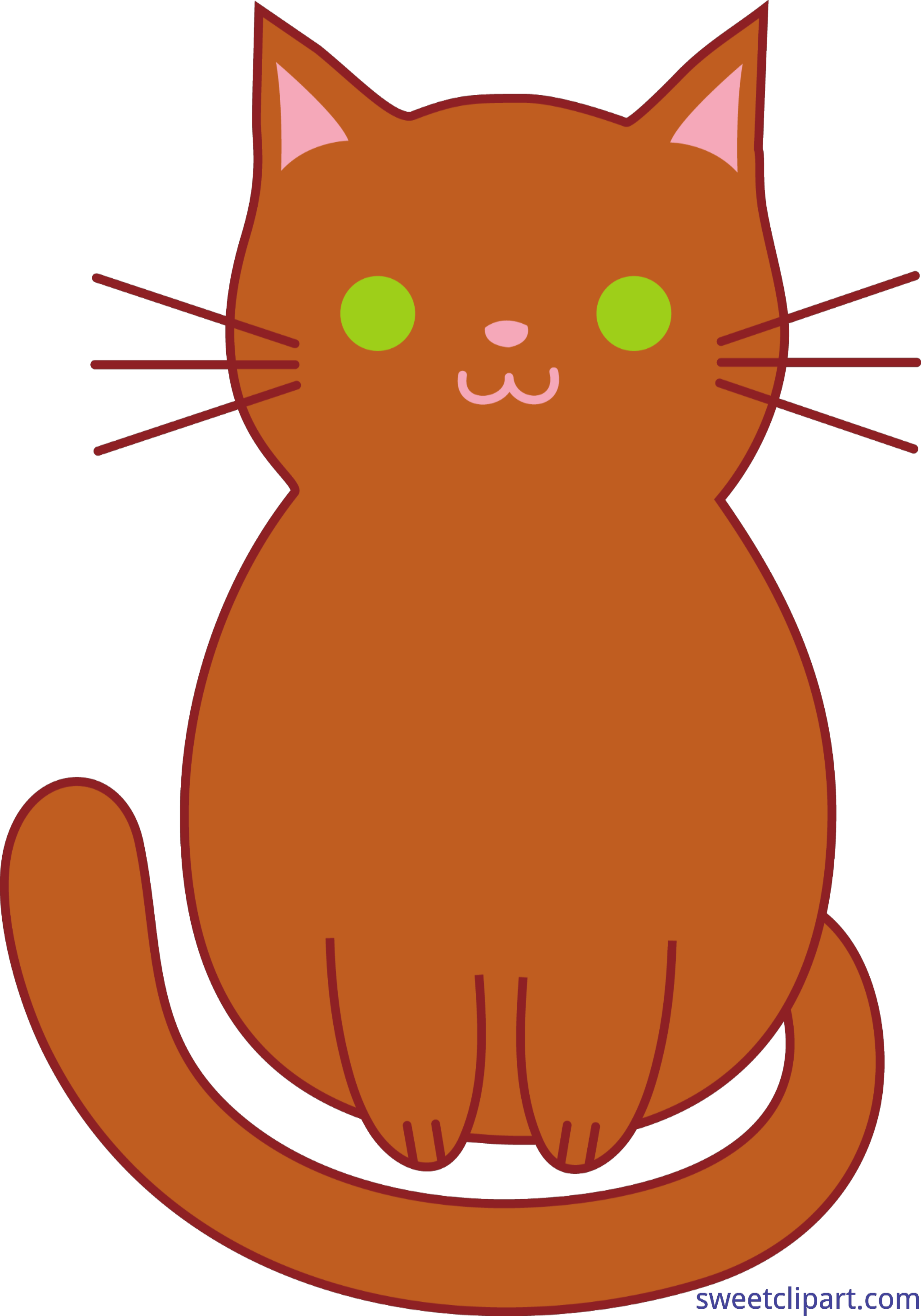 オレンジの漫画風猫イラスト 壁紙