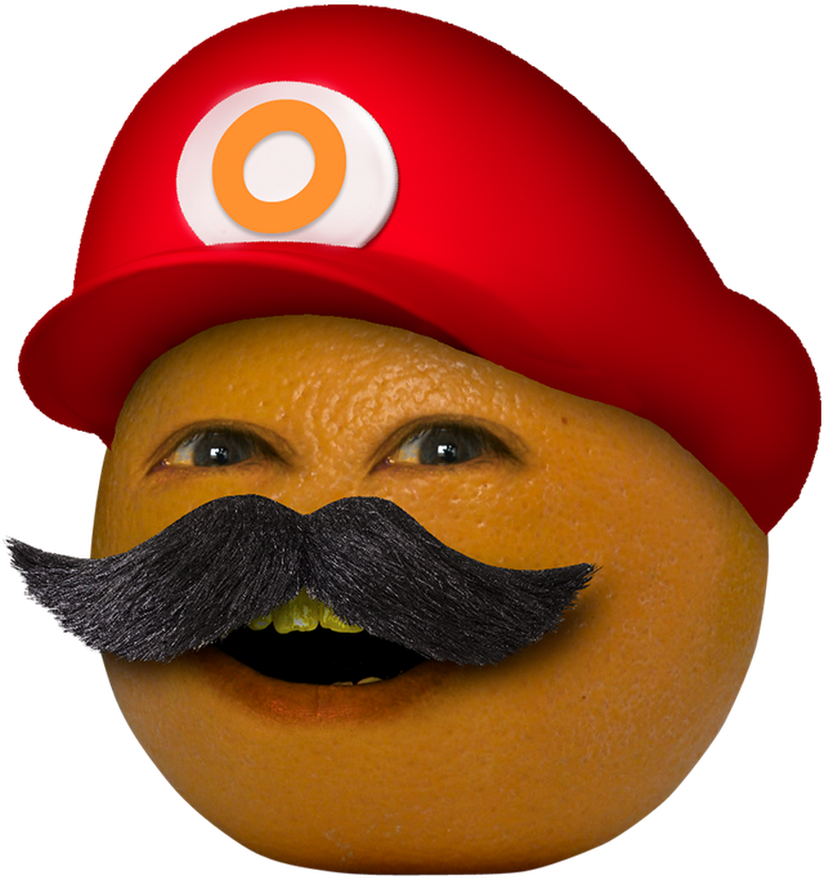 オレンジ色の口ひげキャラクターハット 壁紙
