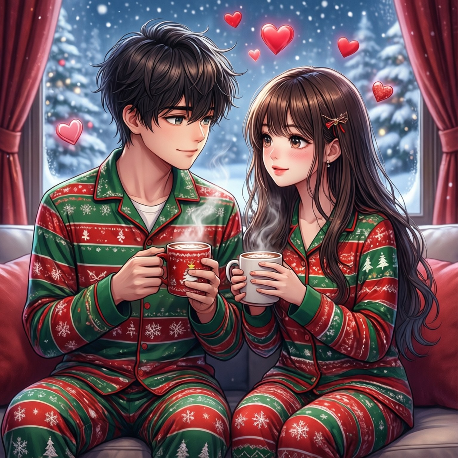 カップルの雪のクリスマス 壁紙