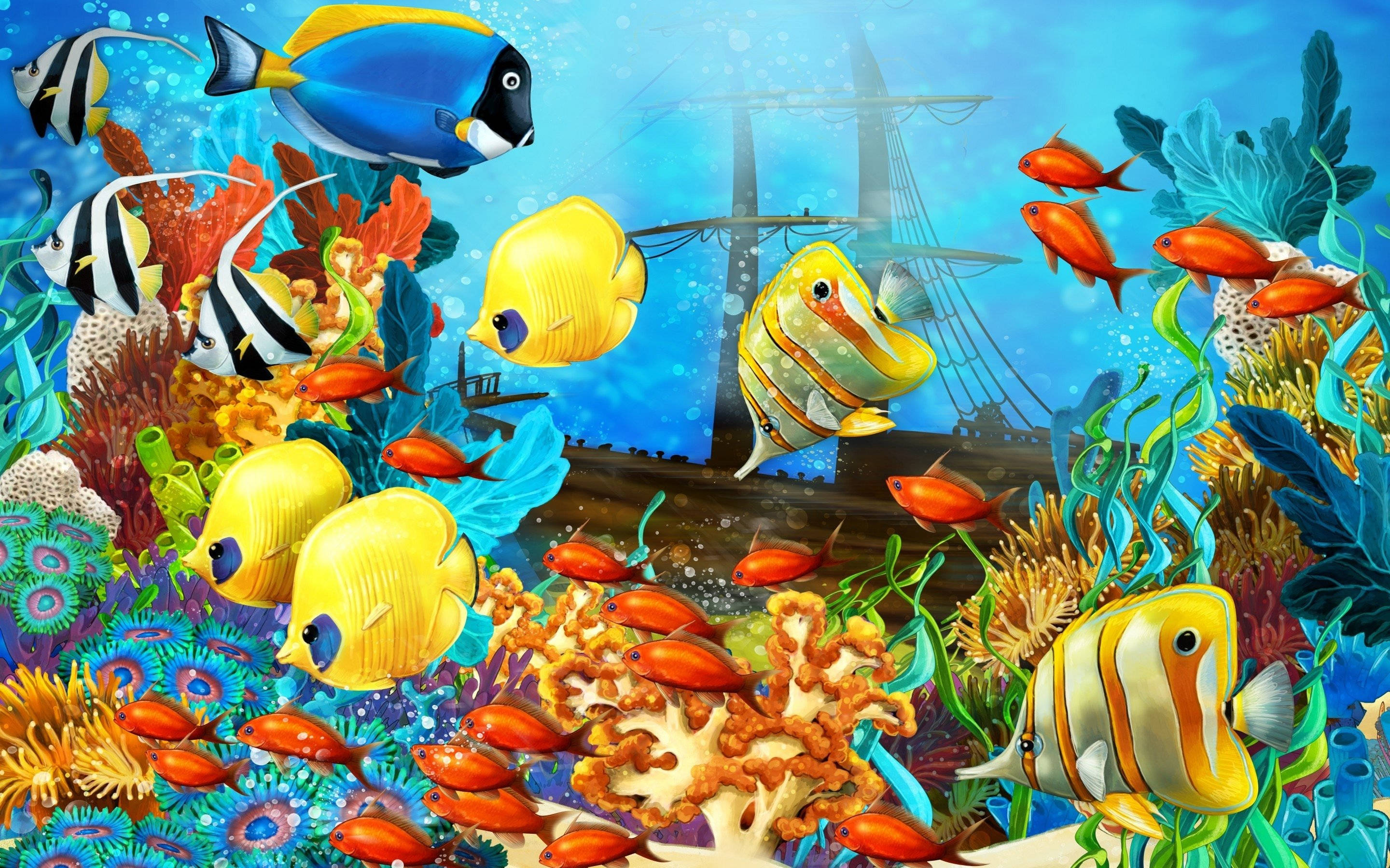 カラフルでクールな魚たち 壁紙