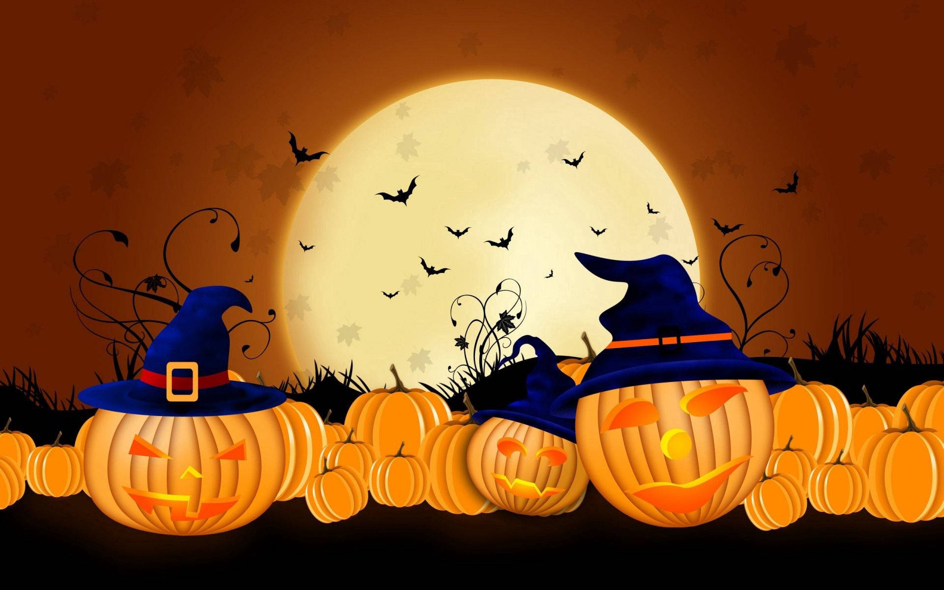 カラフルなカボチャでハロウィンの魔法を祝おう！ 壁紙