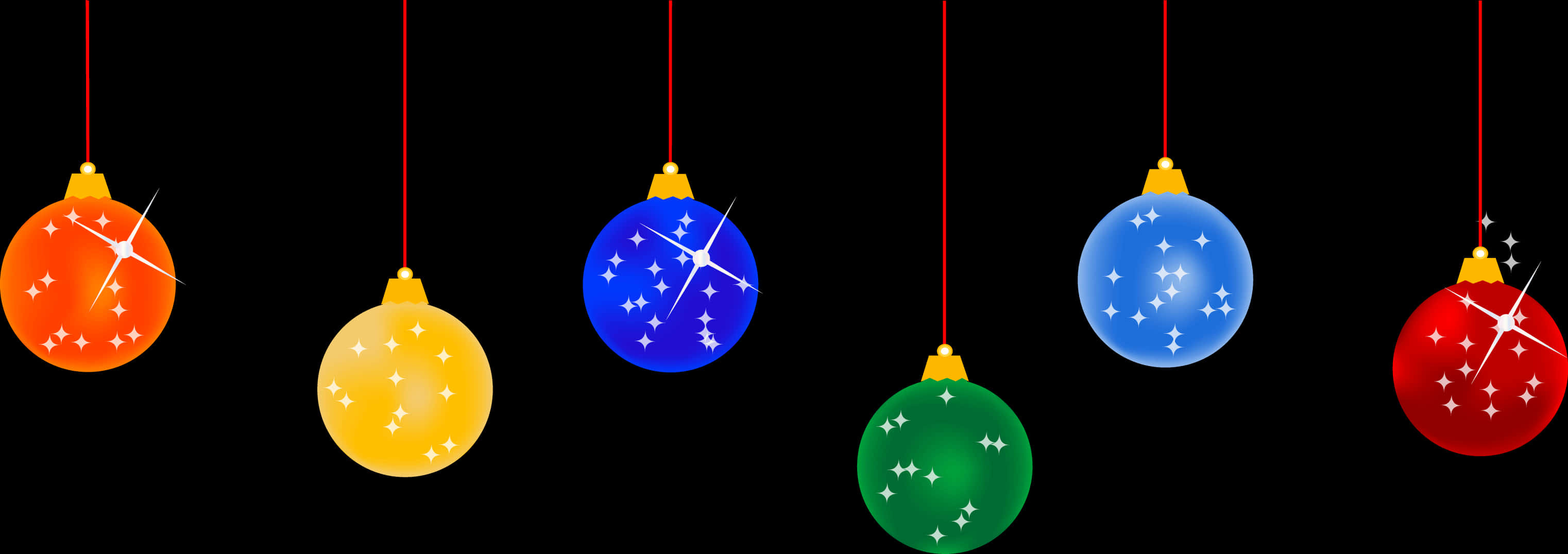 カラフルなクリスマスオーナメントの黒背景 壁紙
