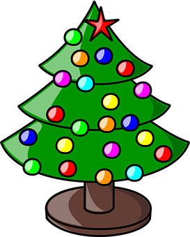 カラフルなクリスマスツリーのイラスト 壁紙