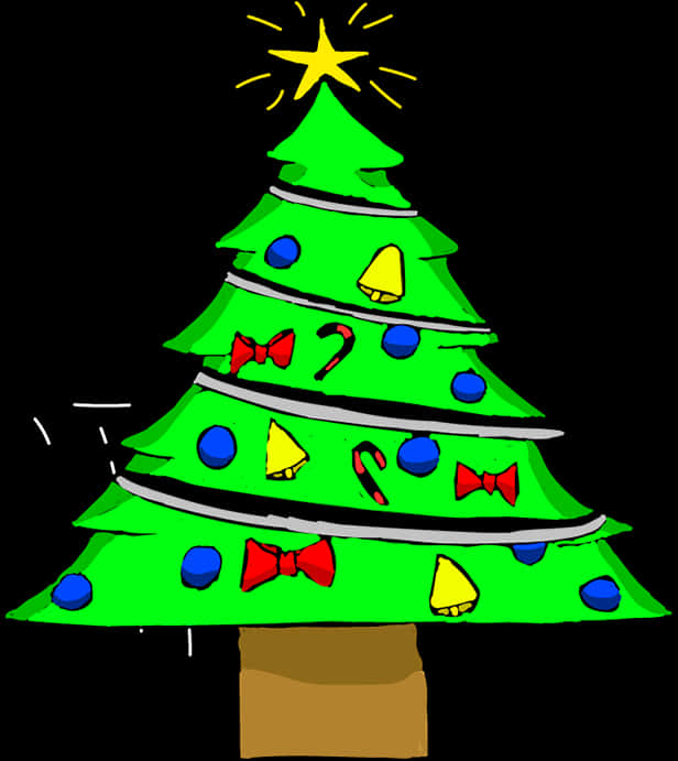 カラフルなクリスマスツリーのイラスト 壁紙