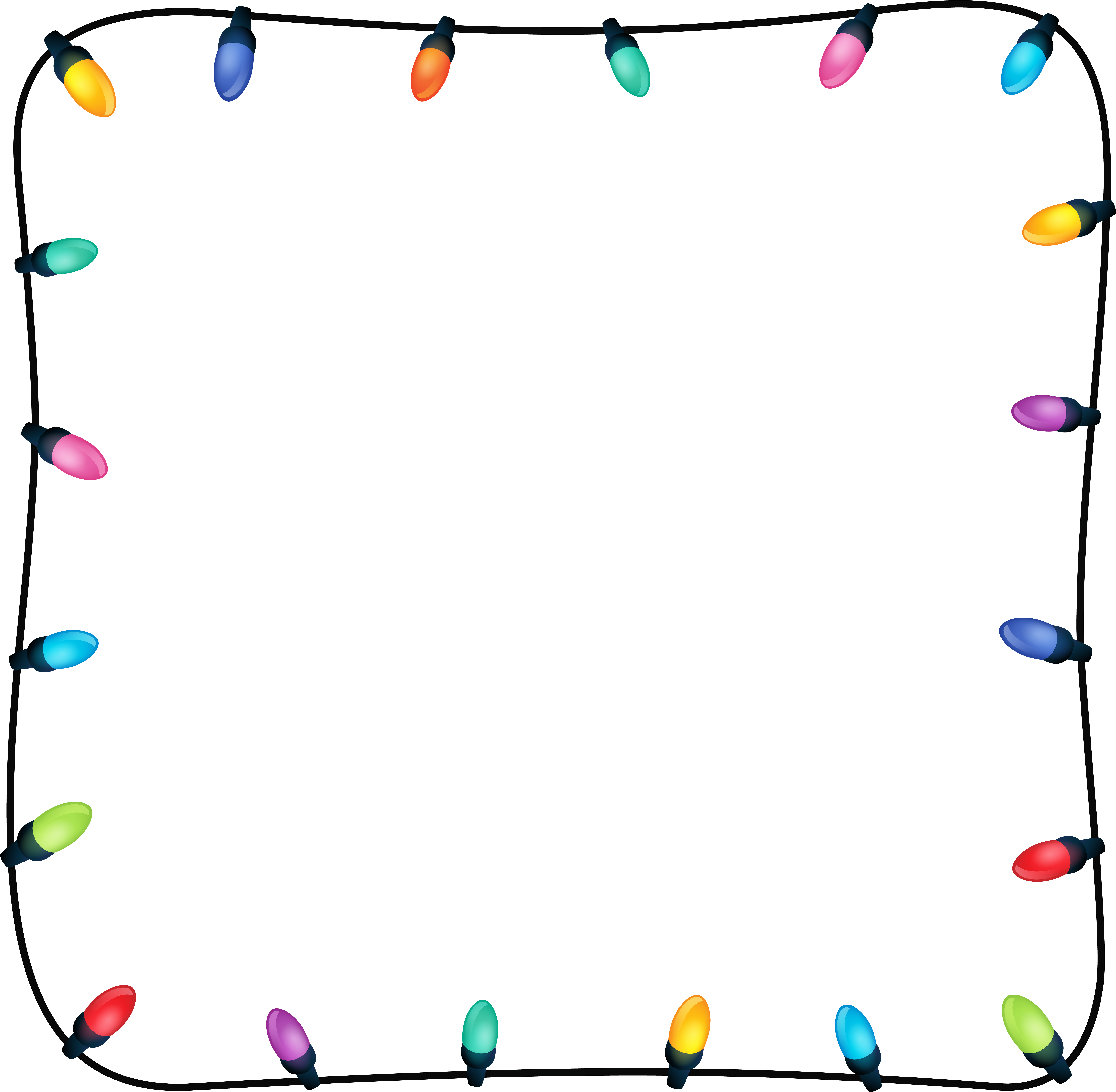 カラフルなクリスマスライトのボーダークリップアート 壁紙