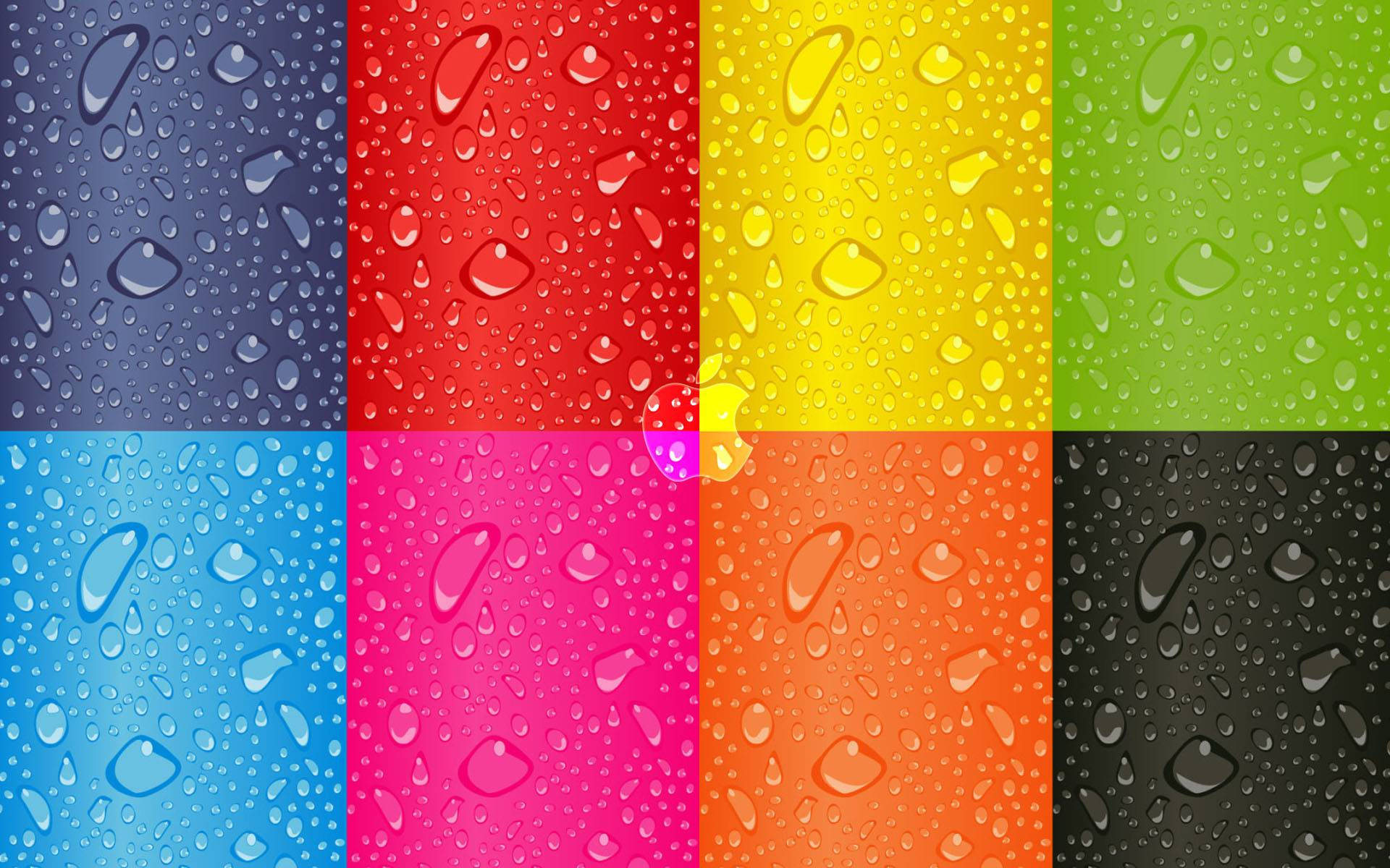 カラフルなパターンと水滴のかわいいデスクトップ 壁紙