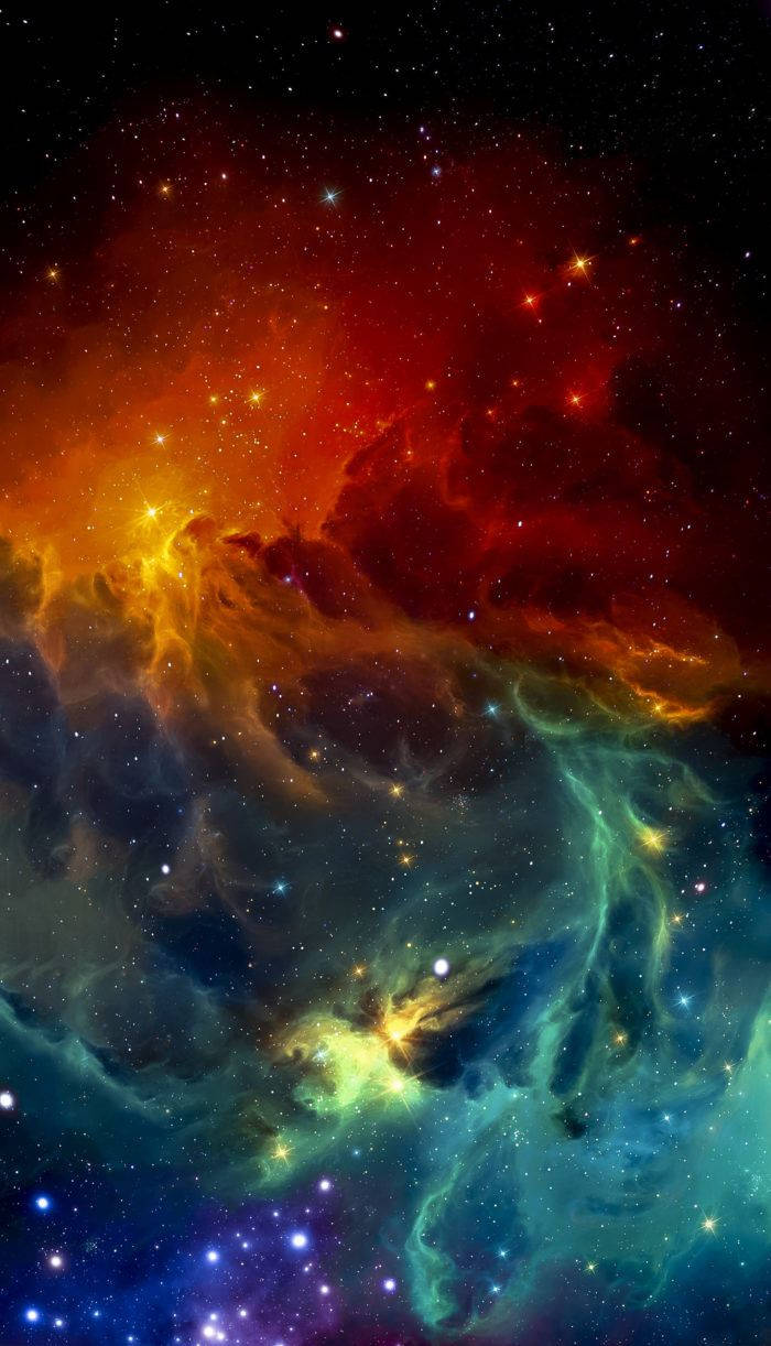 カラフルな宇宙の美学 iPhone 11 壁紙