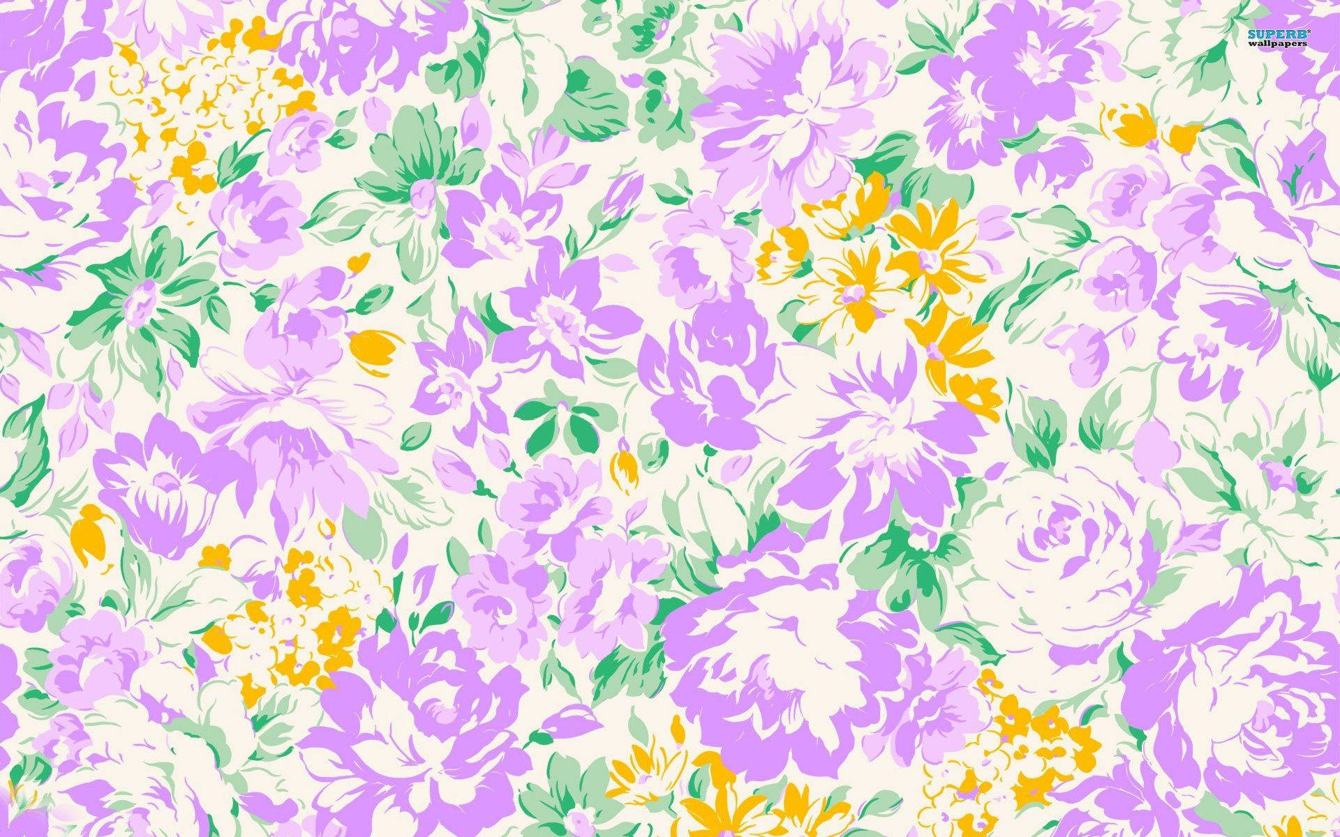 カラフルな花の絵のデスクトップ — パステルパープル 壁紙