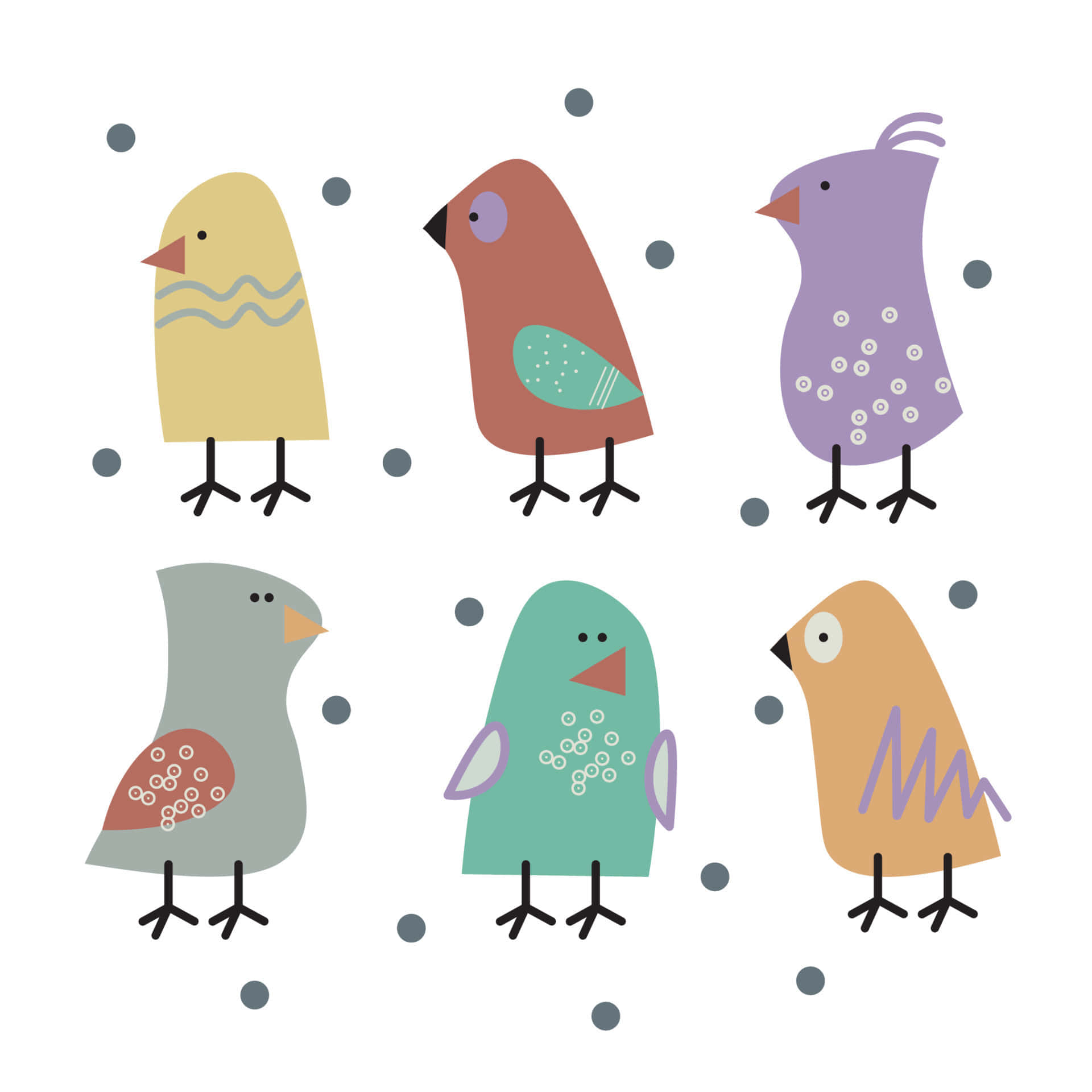カラフルな鳥のかわいい仲間 壁紙