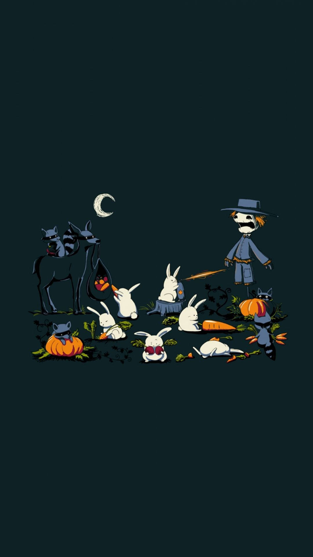 カートゥーンなハロウィンとカカシ 壁紙