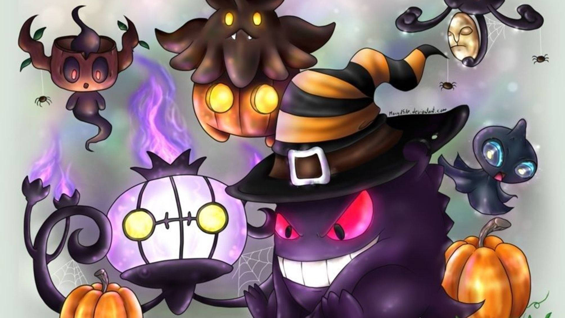 カートゥーンハロウィン 光る魔女たち 壁紙