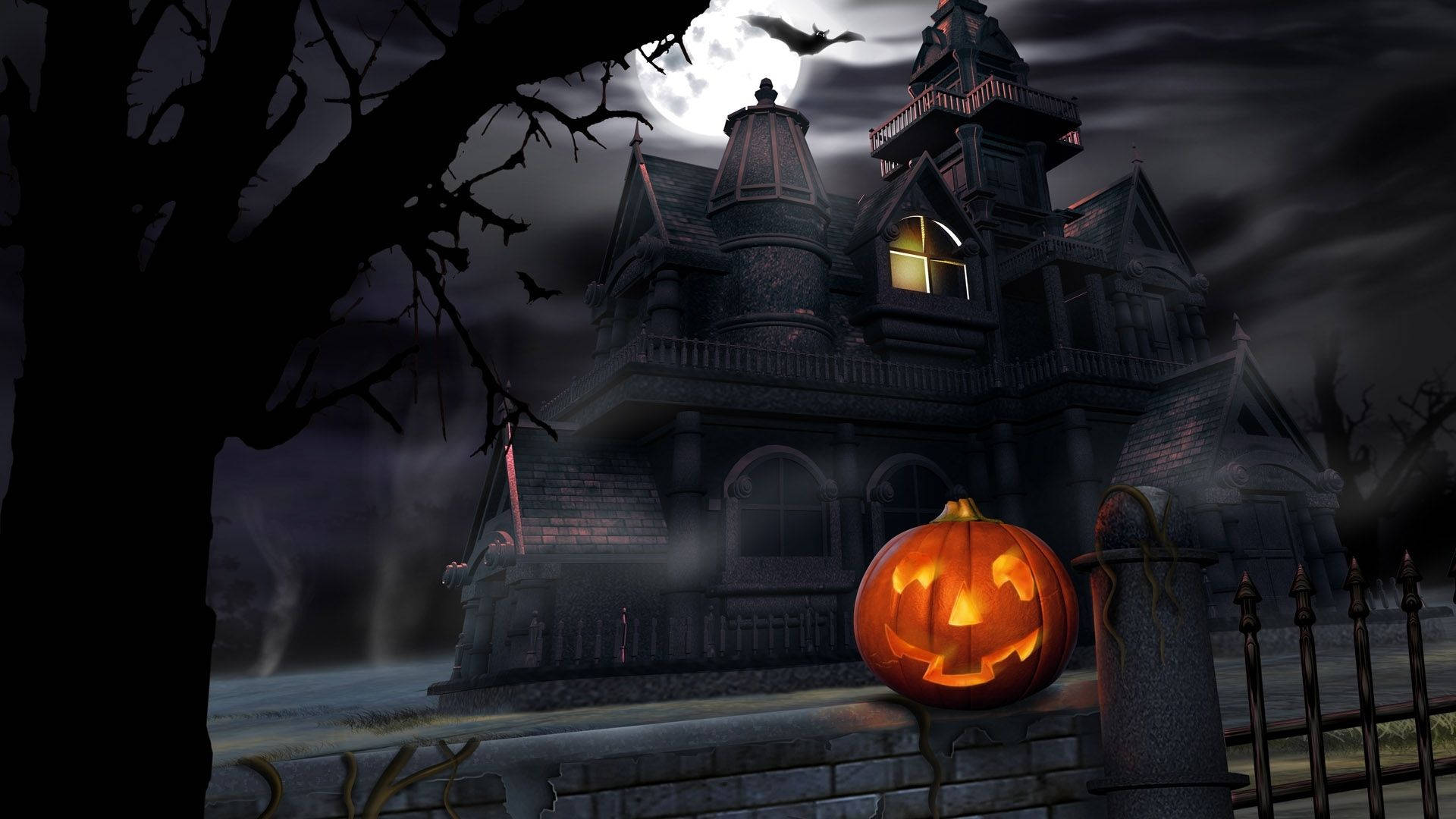 カートゥーンハロウィンの外のかぼちゃ 壁紙
