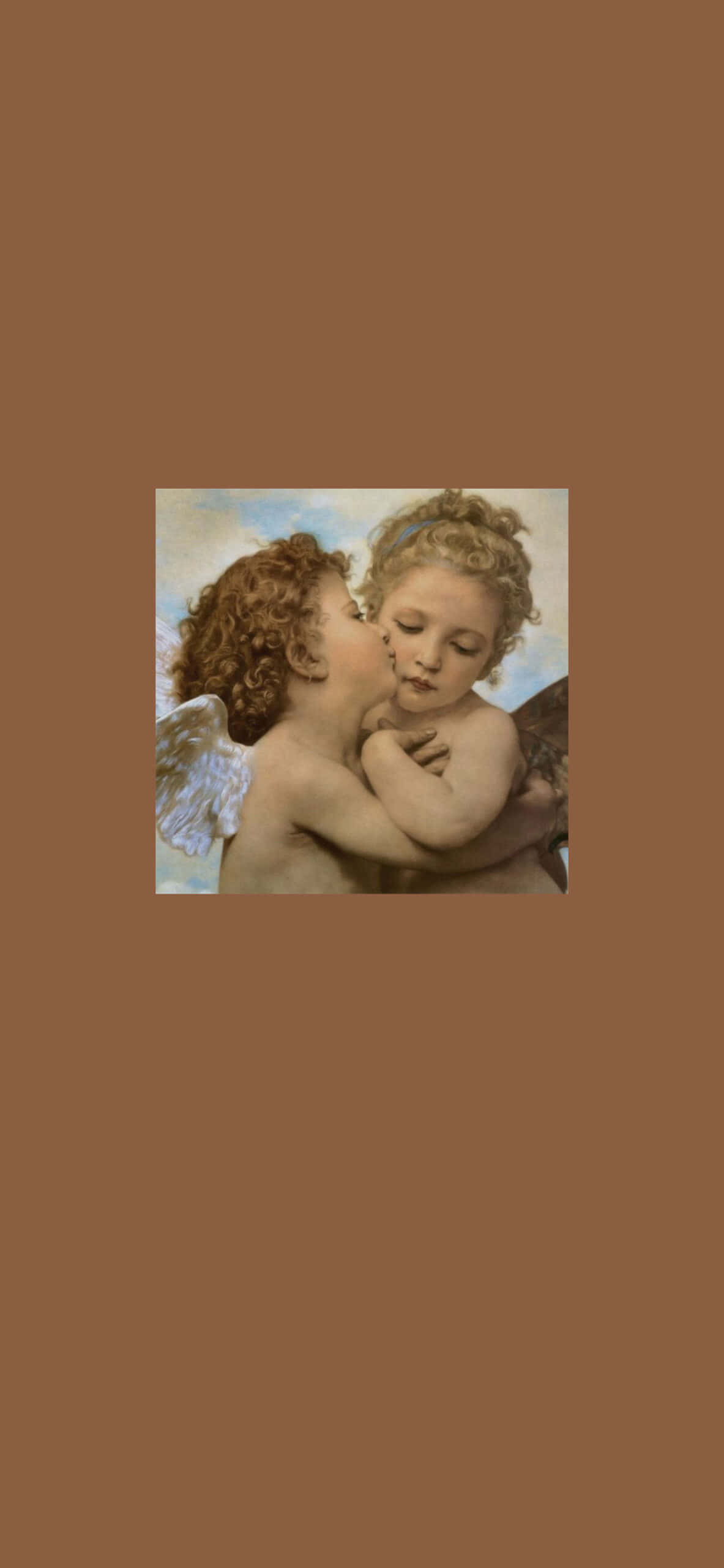 キスを交わす二人の天使の絵画 壁紙