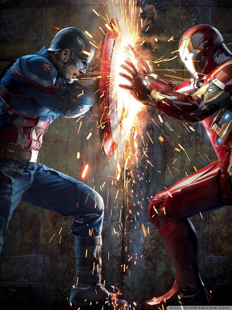 キャプテン・アメリカ モバイル 戦うアイアンマン 壁紙