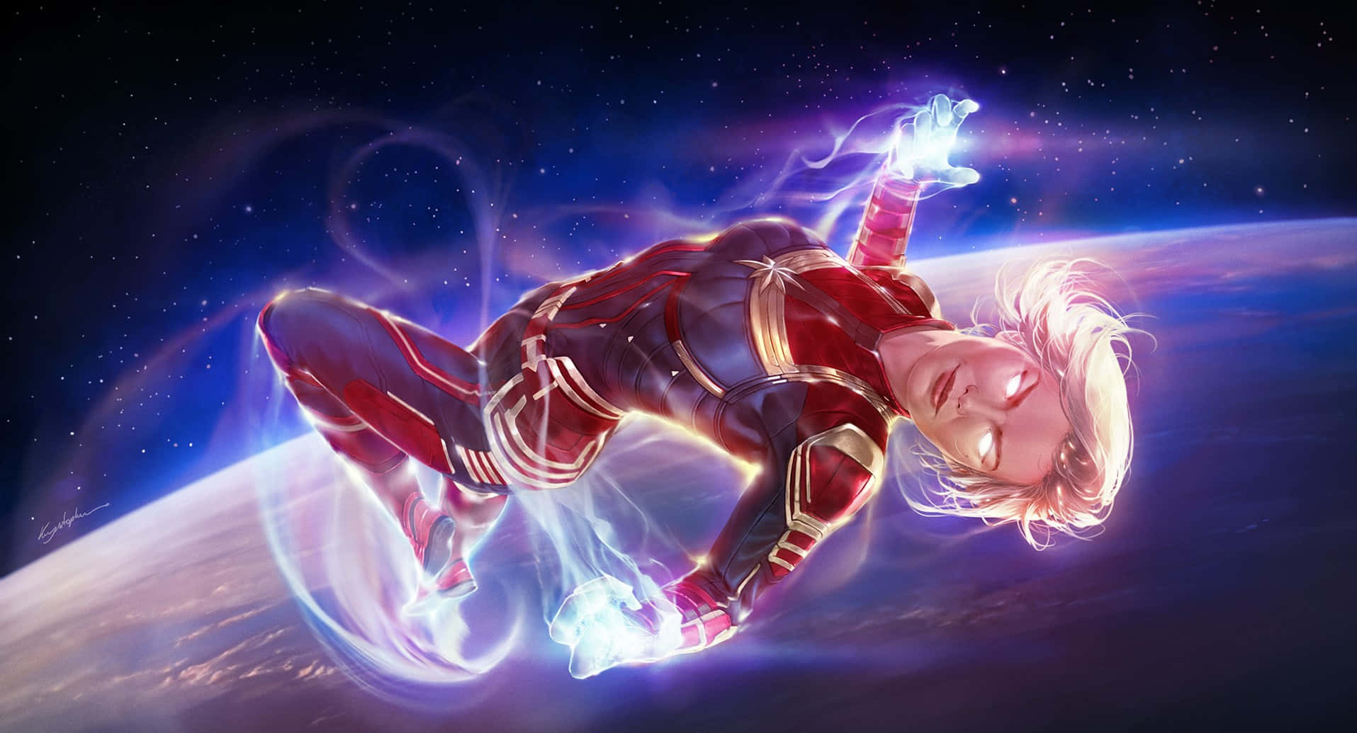 キャプテン・マーベル キャロル・ダンヴァース 宇宙空間 壁紙