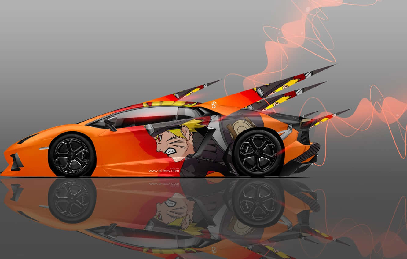 キャラクターが描かれた車 壁紙