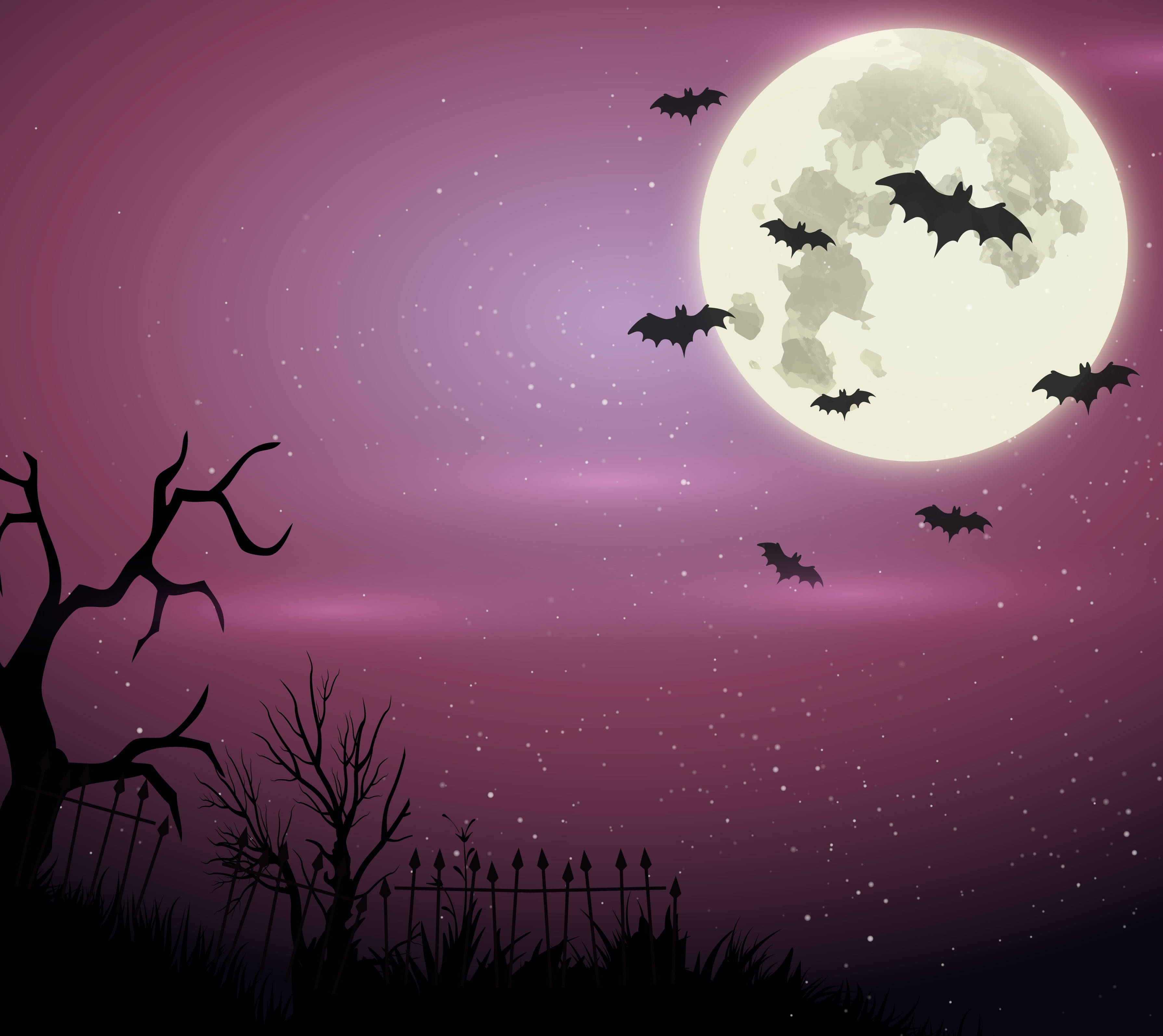 キュートでおしゃれなパープルハロウィン 壁紙