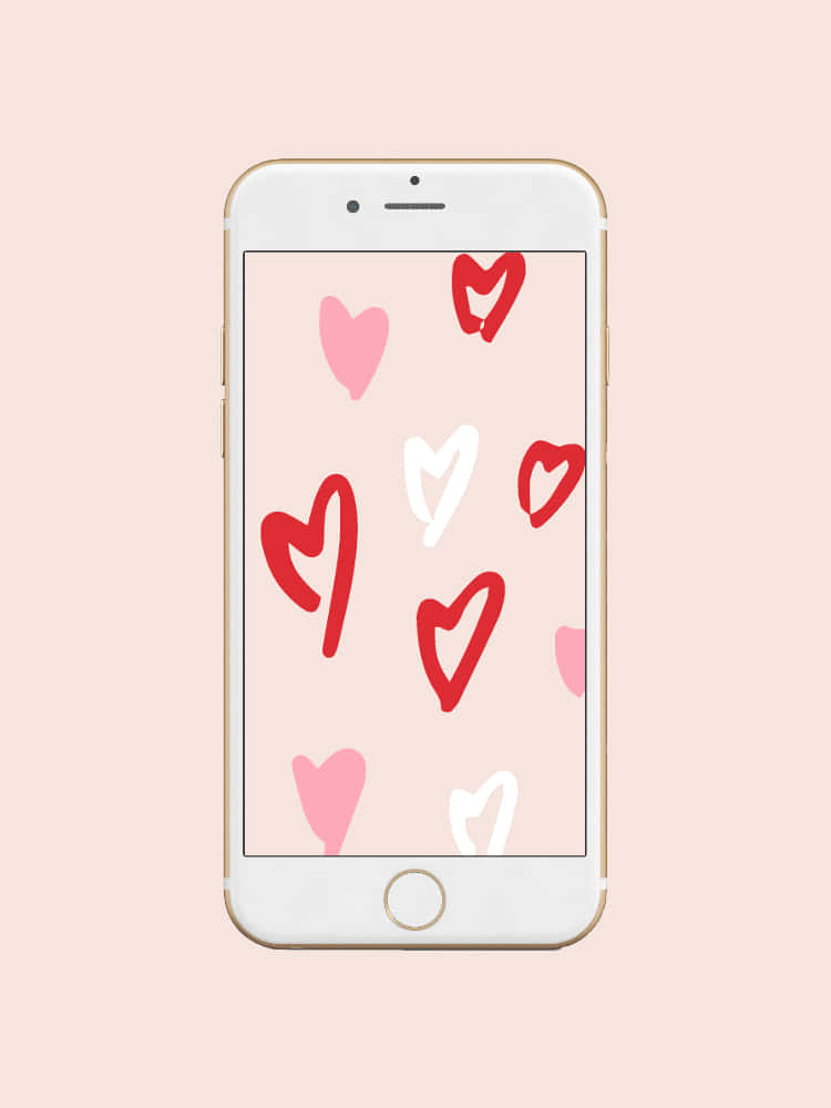 キュートなバレンタインハートのスマホイラスト 壁紙