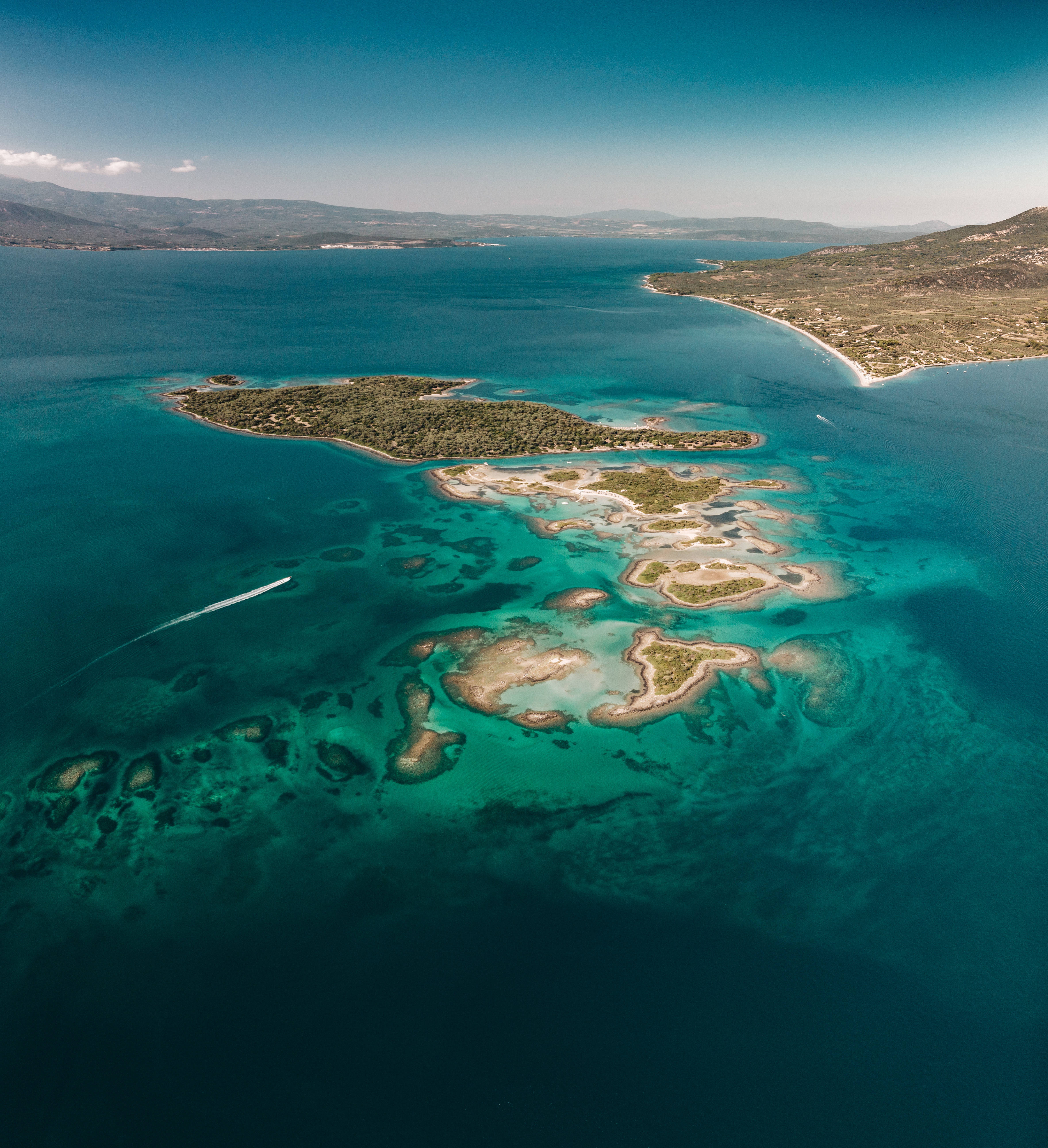 ギリシャの島の空中眺望 壁紙
