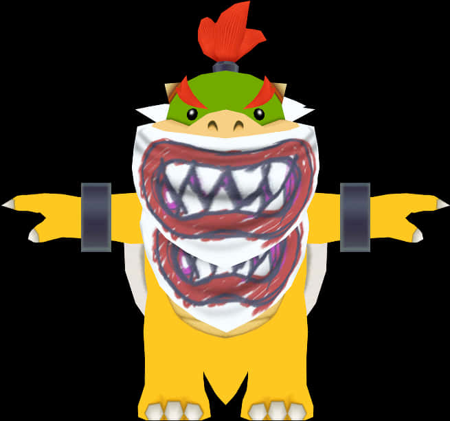 クッパのカートゥーンキャラクター 口を開けた姿 壁紙