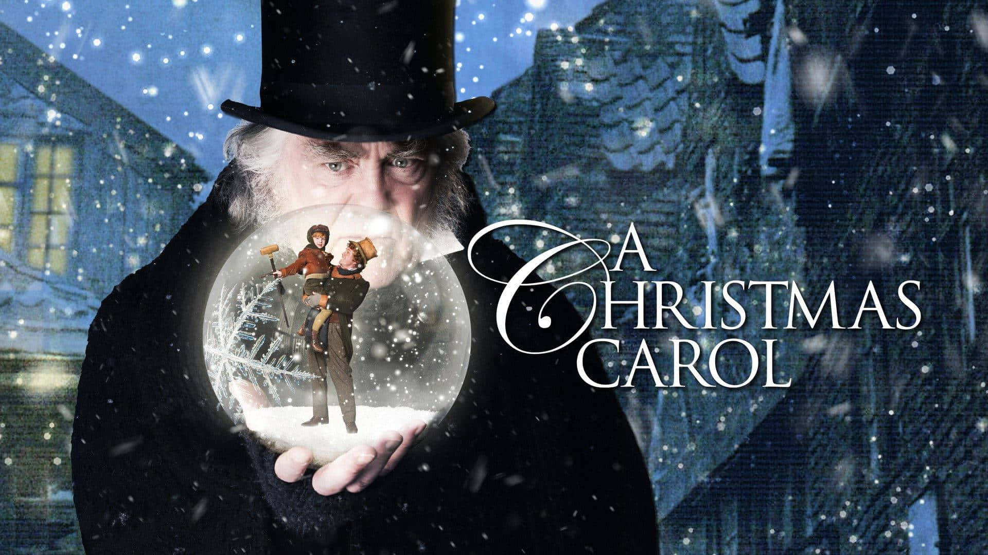 クリスマス・キャロルと雪の結晶を手に持つ男 壁紙