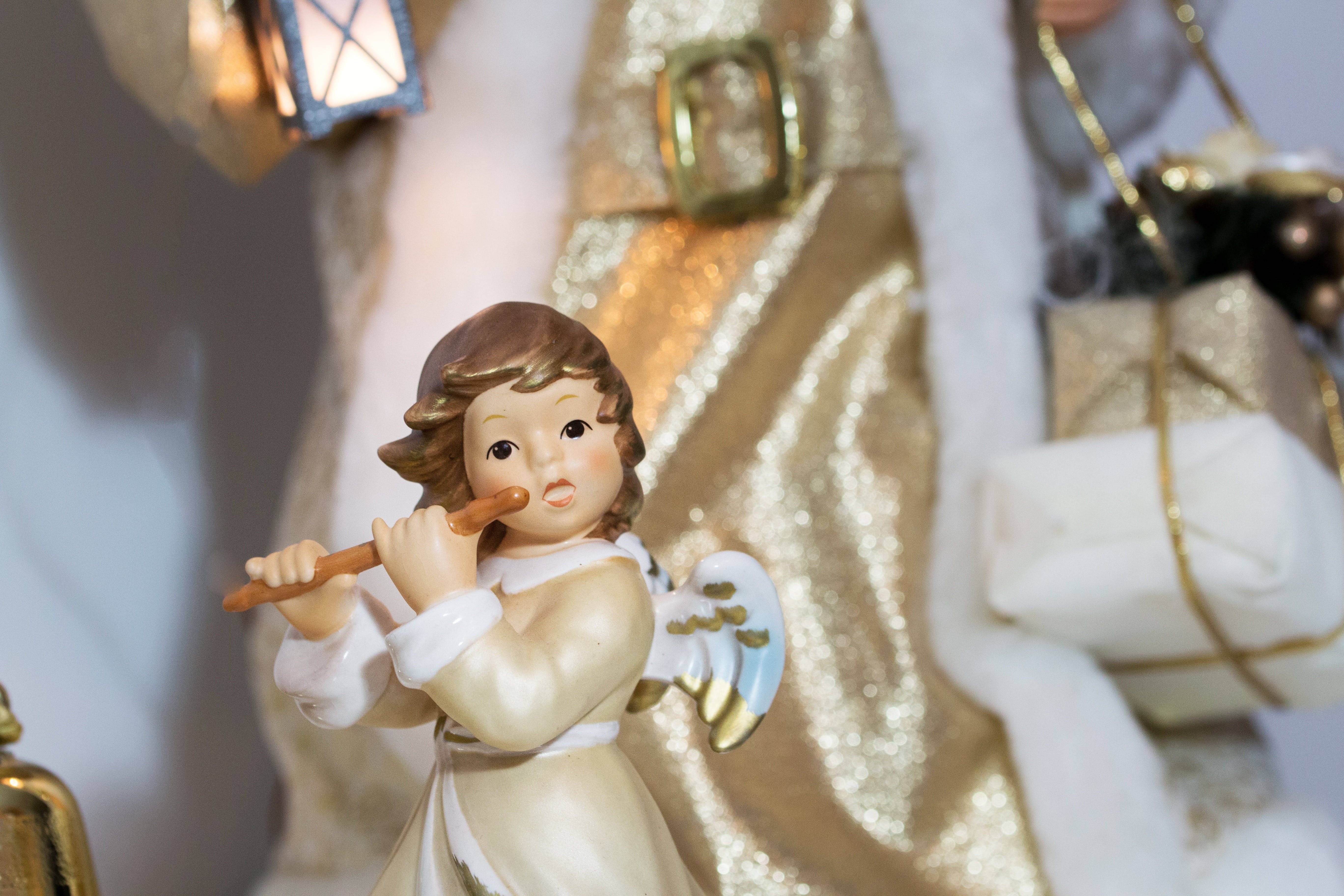 クリスマスの天使とフルート 壁紙