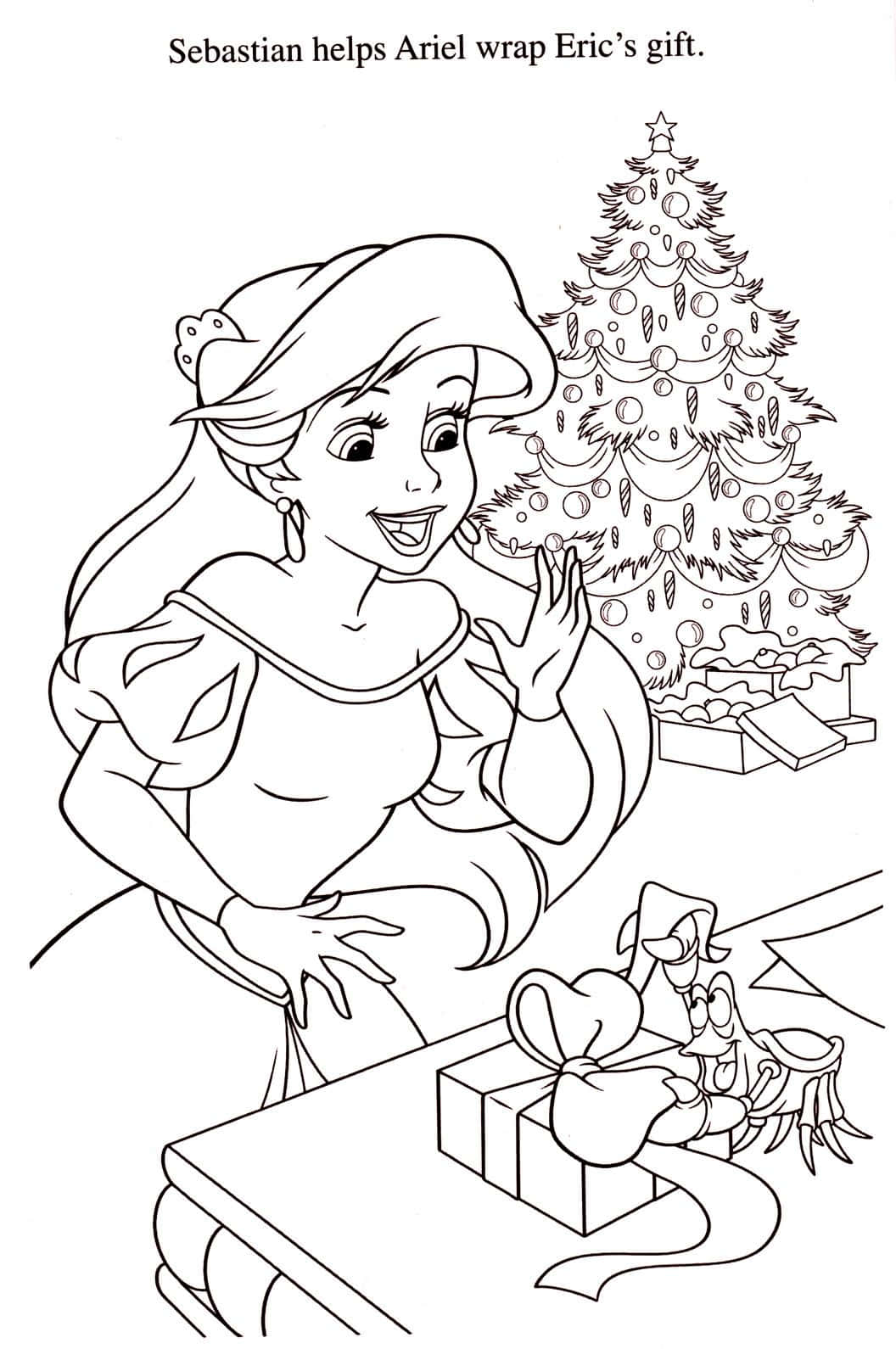 クリスマスカラーリングアリエルの絵 壁紙