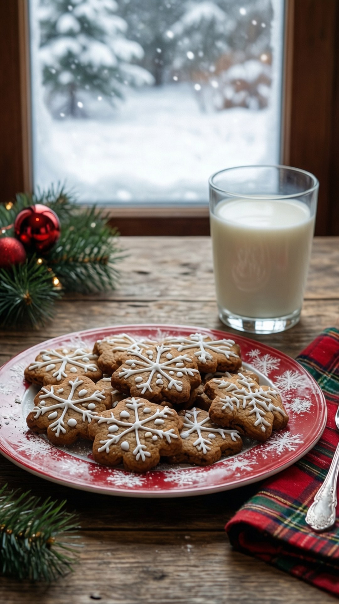 クリスマスクッキーとミルク 壁紙