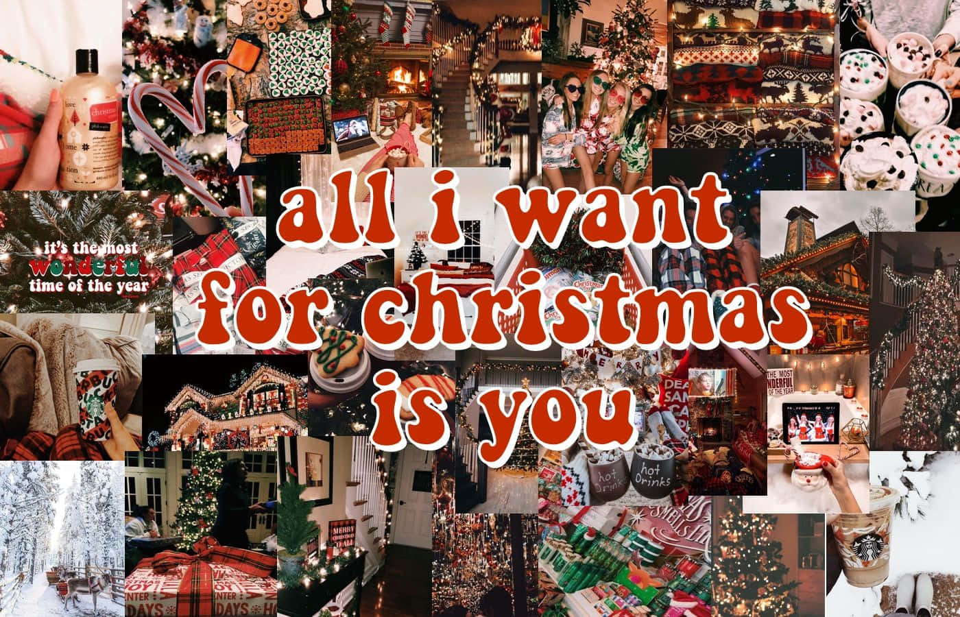 クリスマスコラージュ ノートパソコン エモいホリデーロック画面 壁紙