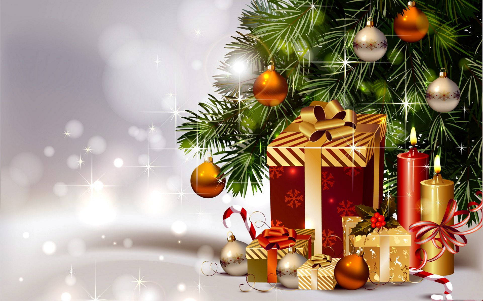 クリスマスツリーの下でプレゼントを開けよう！ 壁紙