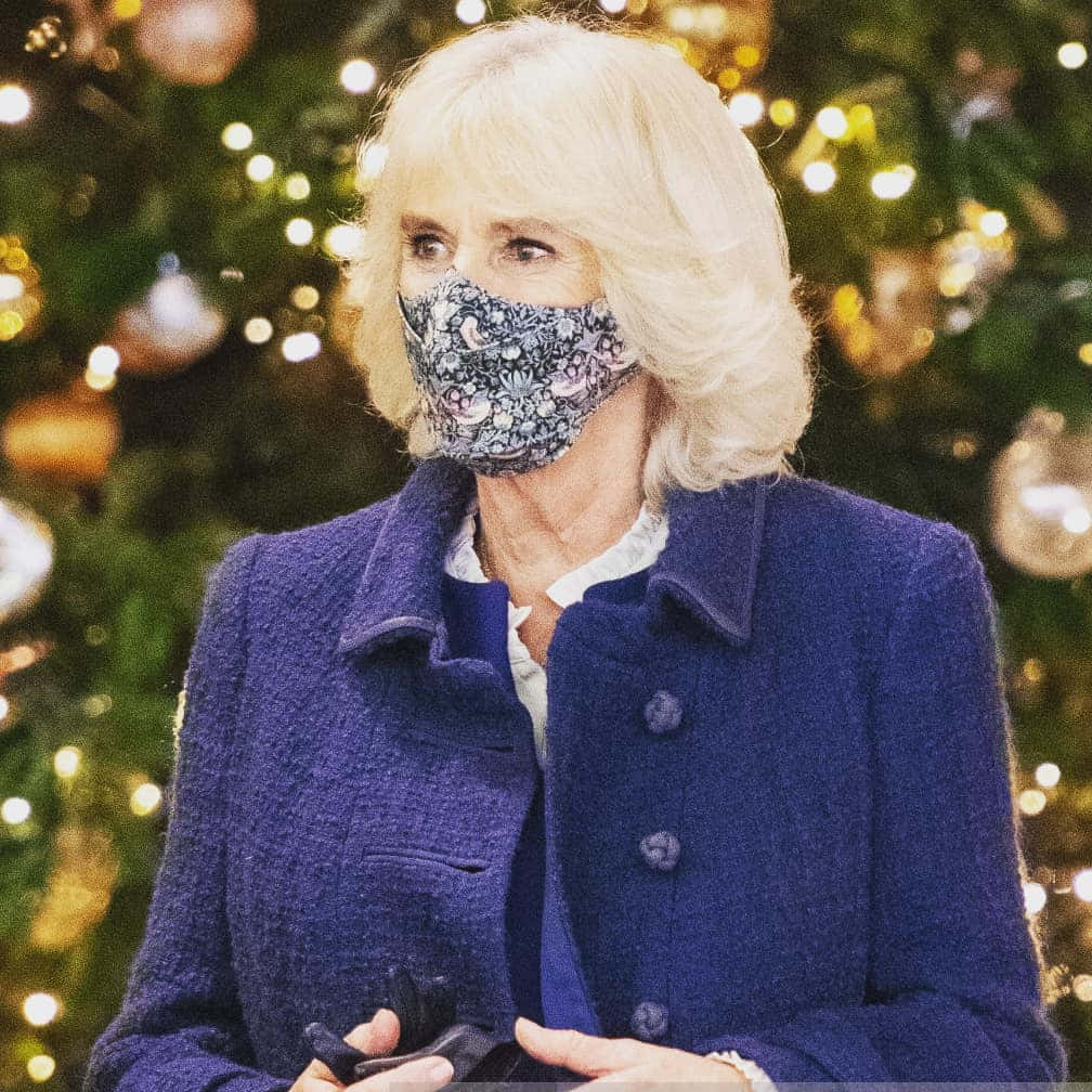 クリスマスツリーを前にしたカミラ王妃 壁紙
