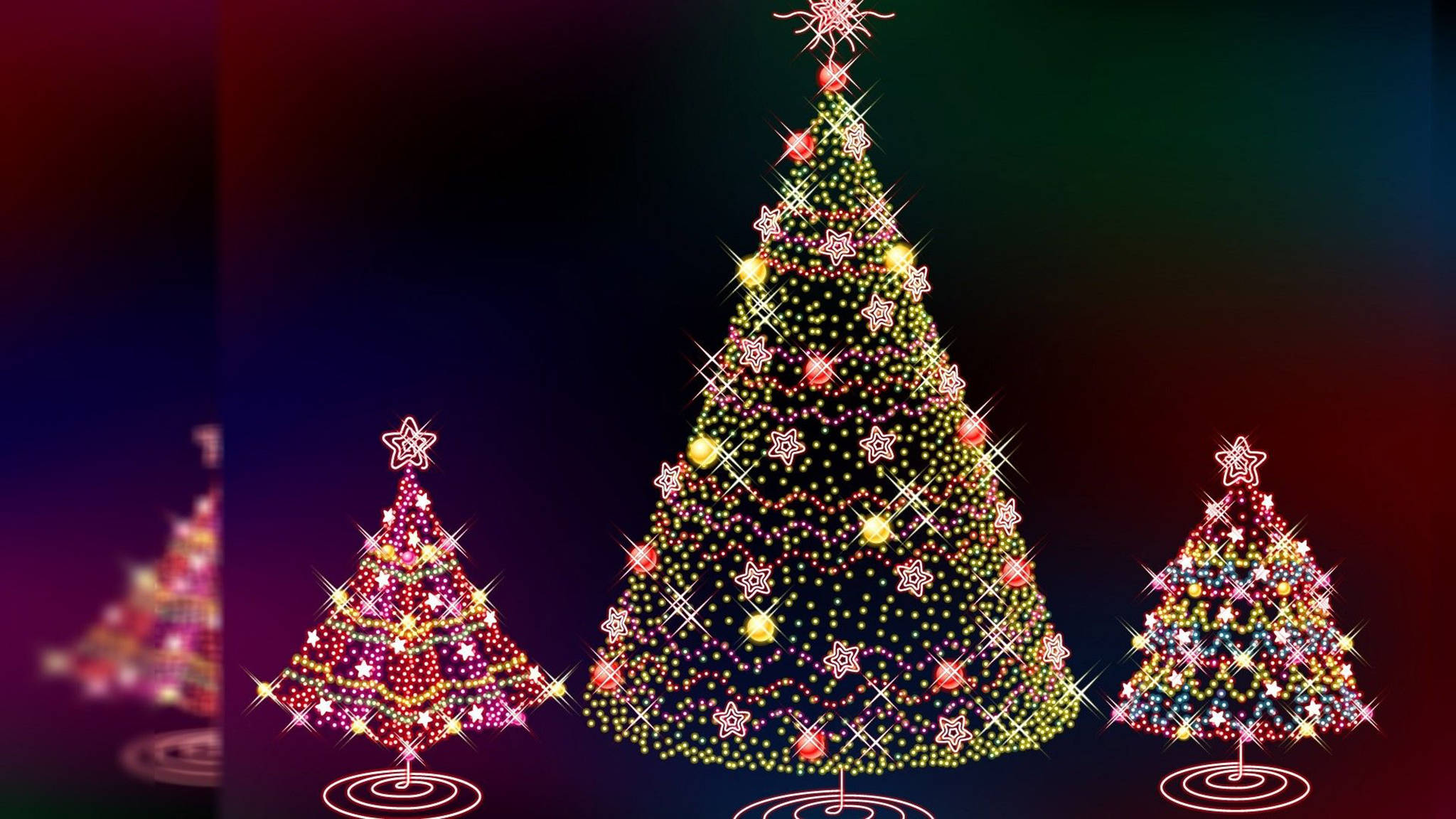 クリスマスデスクトップ カラフルツリー 壁紙