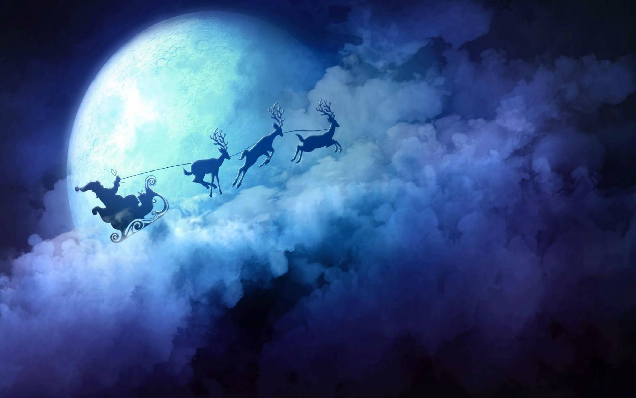 クリスマスデスクトップ サンタのそり 壁紙