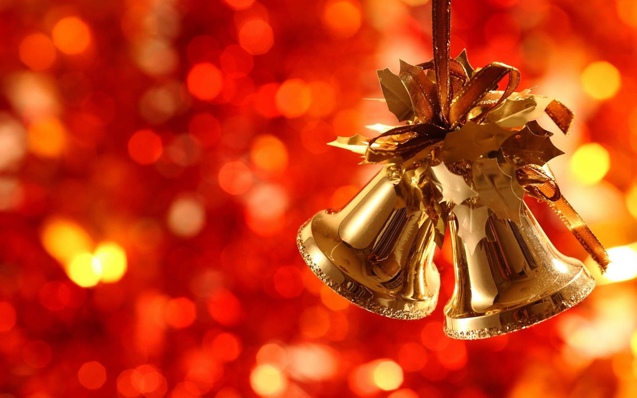 クリスマスデスクトップのゴールドベル 壁紙