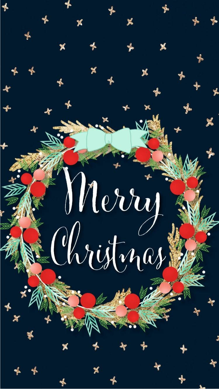 クリスマスリースのスマホ壁紙