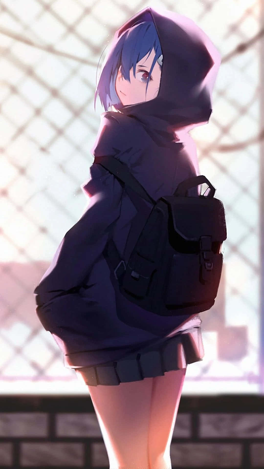 クールで快適：パーカーを着たアニメ少女 壁紙
