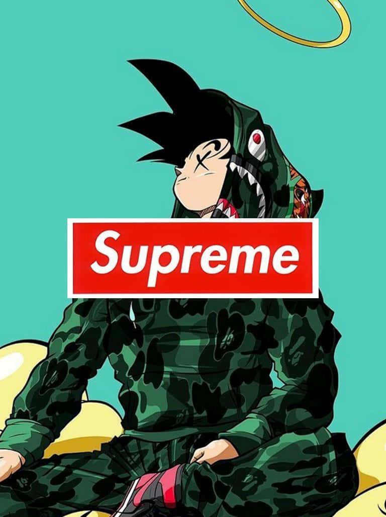 クールなSupremeアニメ ドラゴンボールZ フードを着た悟空 壁紙