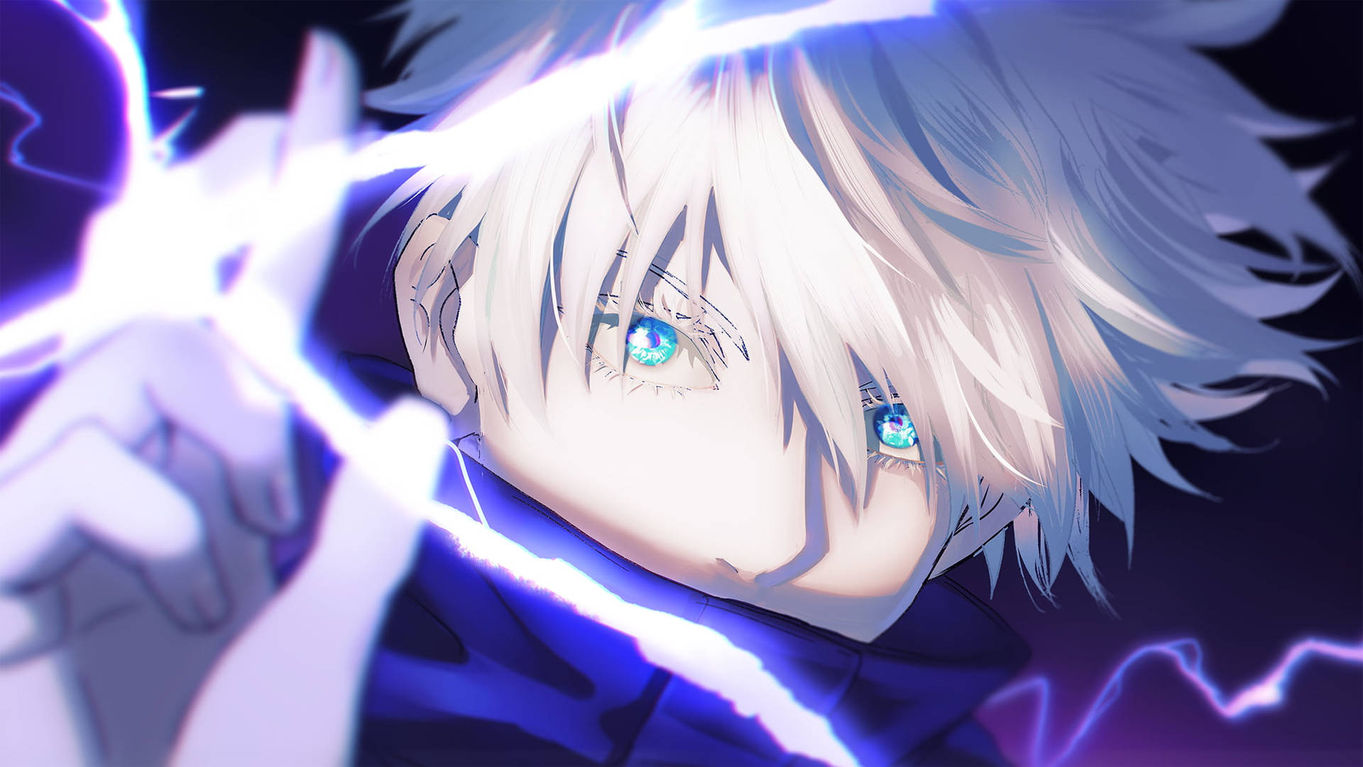 クールなアニメ少年の光る目