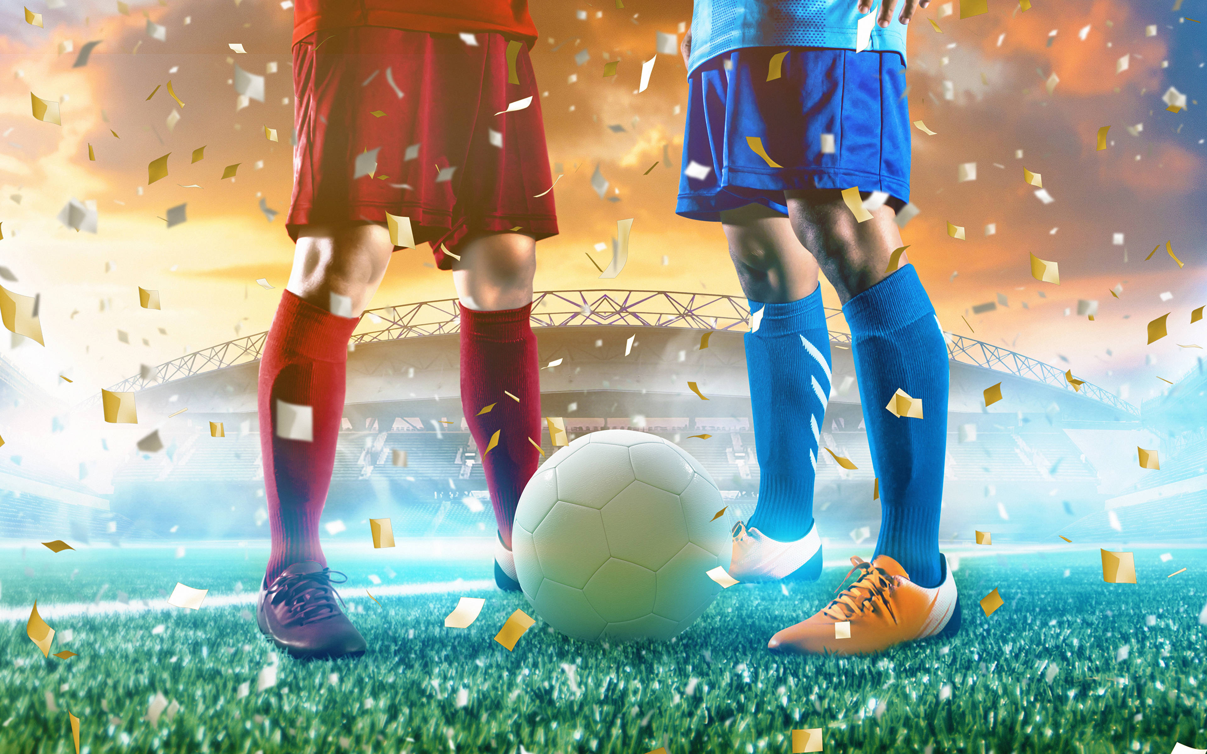 クールなサッカーデスクトップ 青 赤 白 壁紙