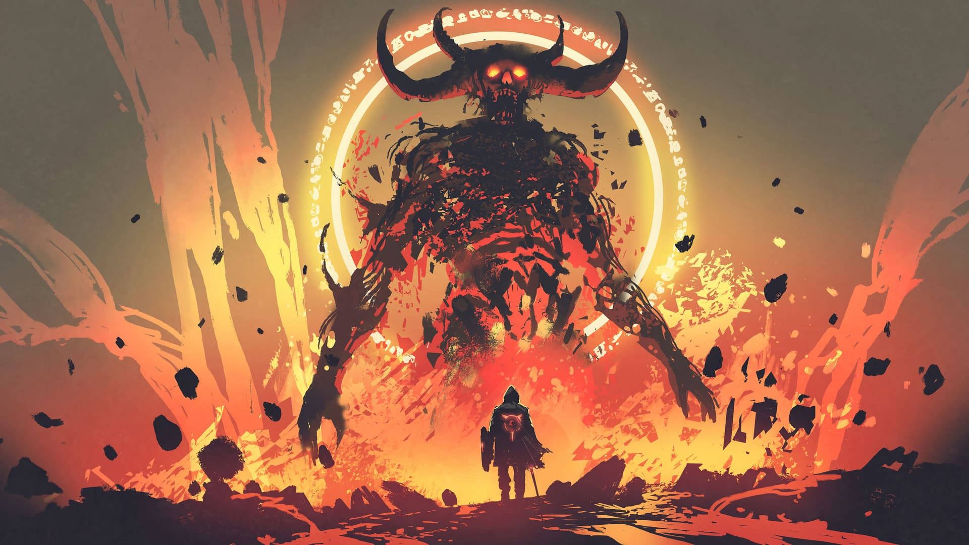 クールな悪魔のデジタルアートの壁紙。