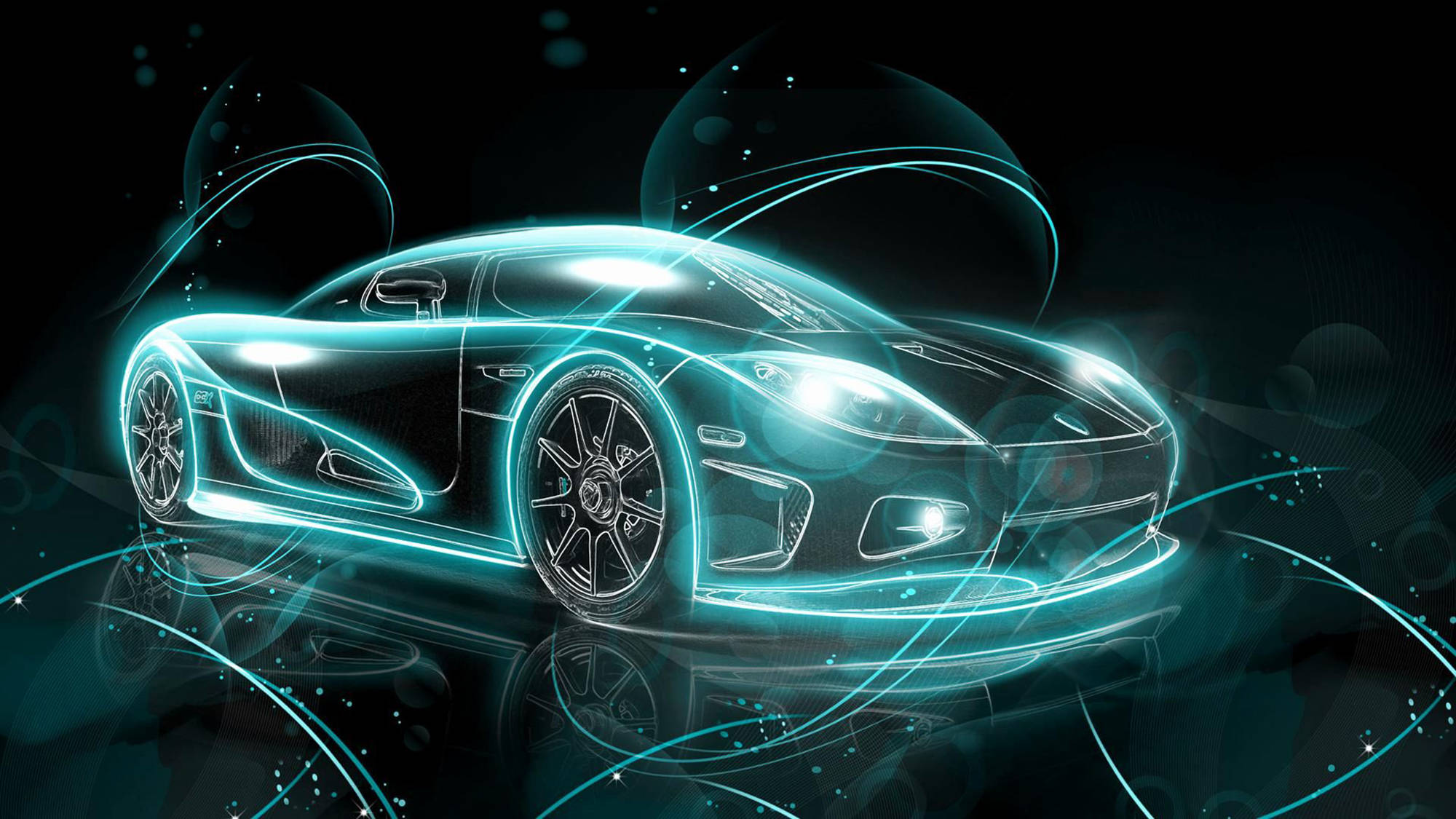 クールな車 ネオンブルー（Koenigsegg Agera R） 壁紙