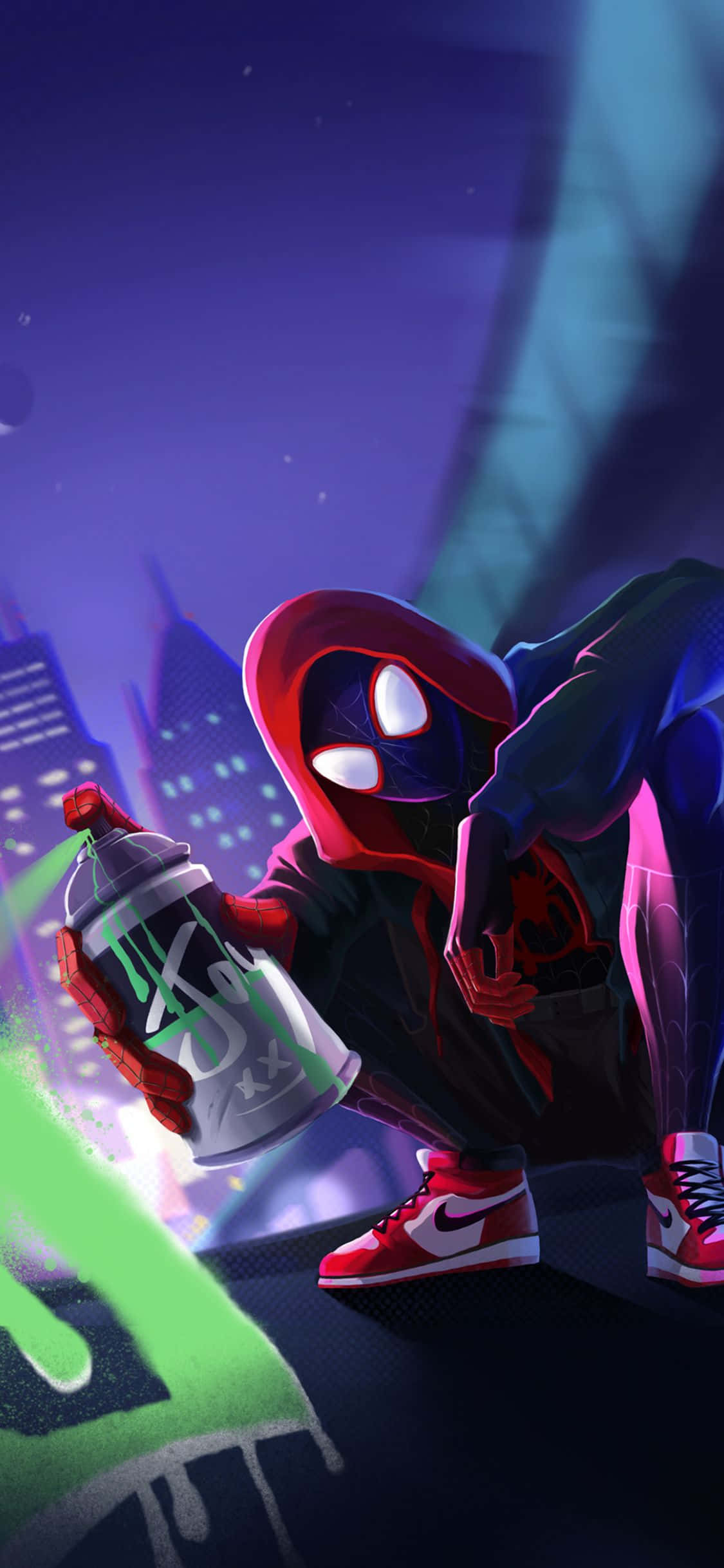 グラフィティ マーベル スパイダーマン マイルズ・モラレス iPhone 壁紙
