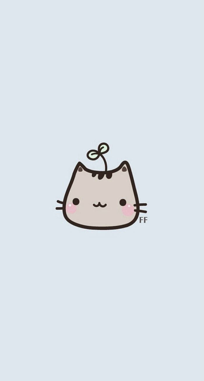 グレーの漫画風猫の顔 壁紙