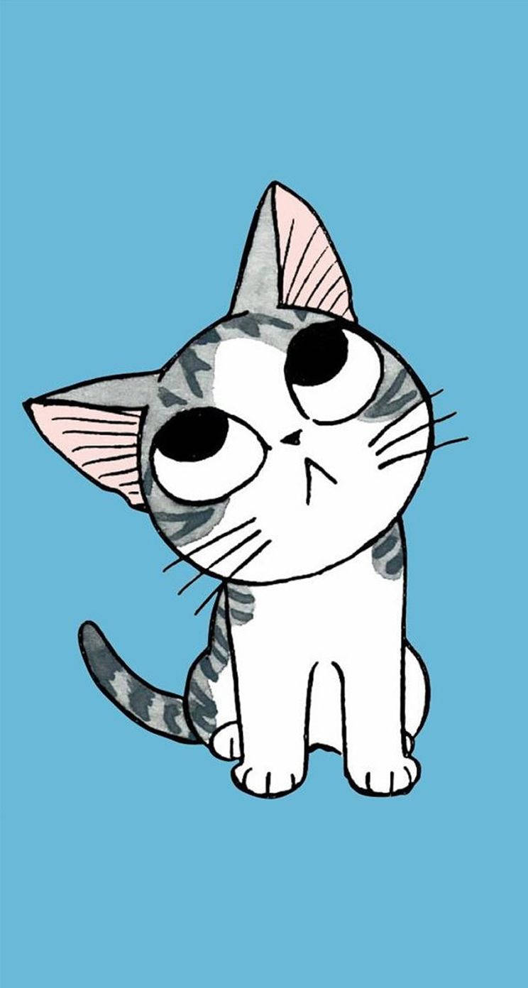 グレー子猫の漫画風スマホ壁紙 壁紙